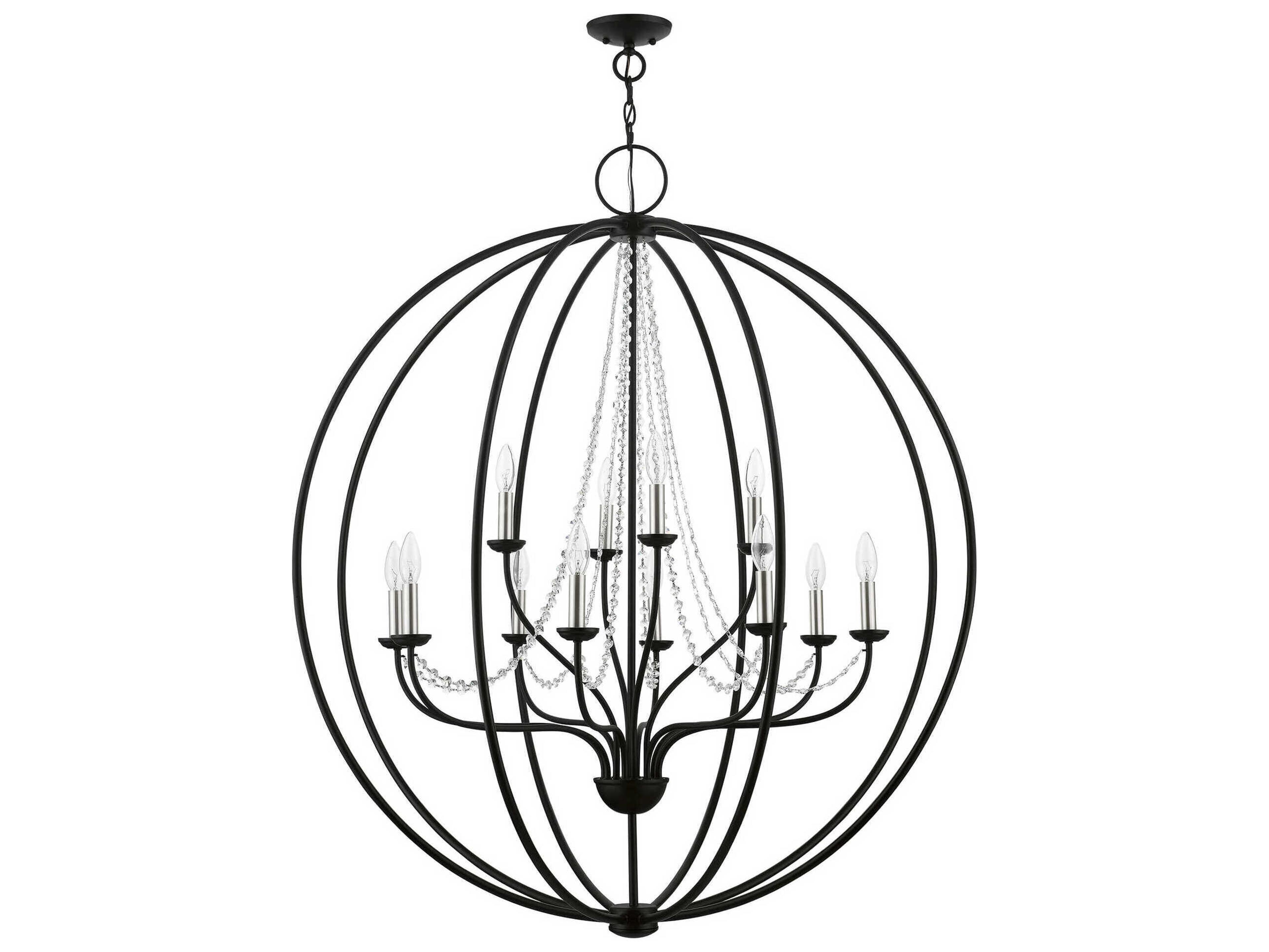 Livex Lighting Arabella 12-Light Black Brushed Nickel Crystal Candelabra Chandelier