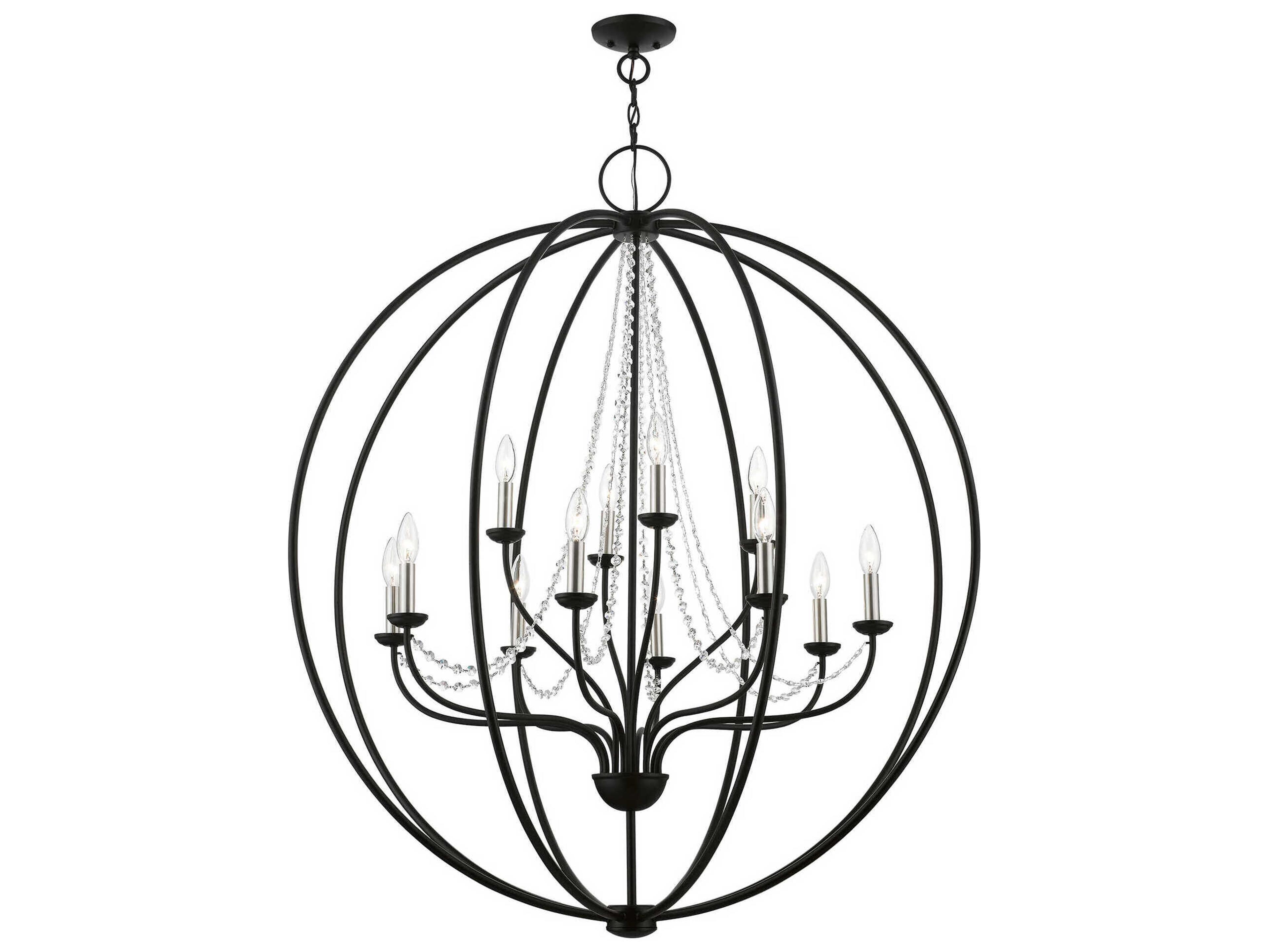 Livex Lighting Arabella 12-Light Black Brushed Nickel Crystal Candelabra Chandelier