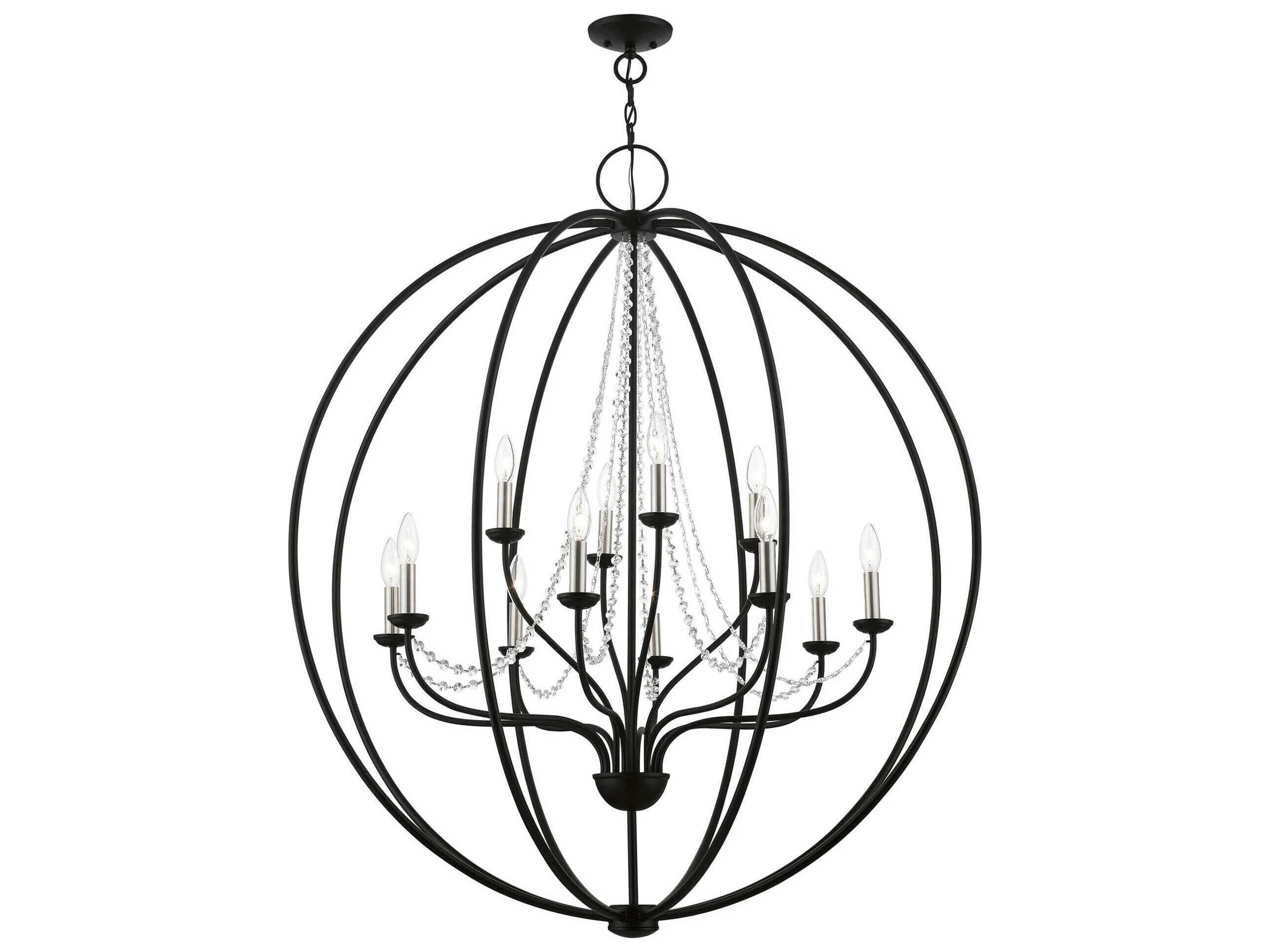 Livex Lighting Arabella 12-Light Black Brushed Nickel Crystal Candelabra Chandelier