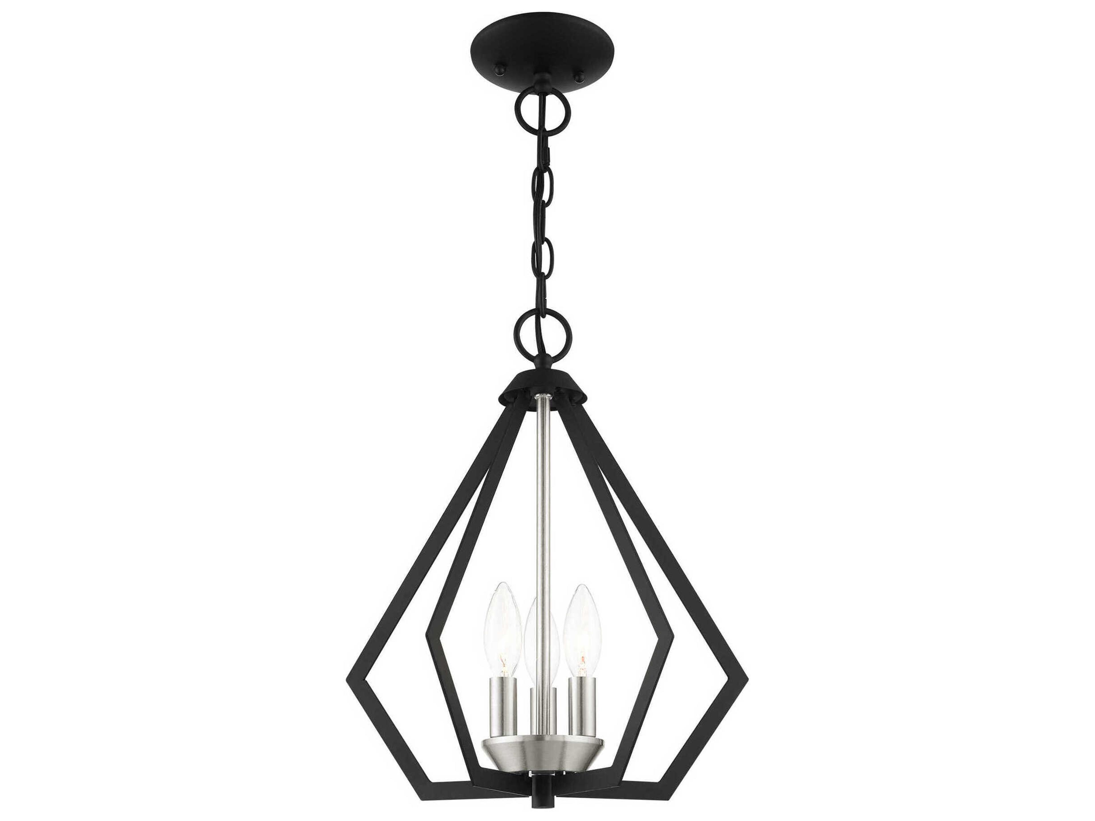 Livex Lighting Prism 3-Light Black Brushed Nickel Pendant