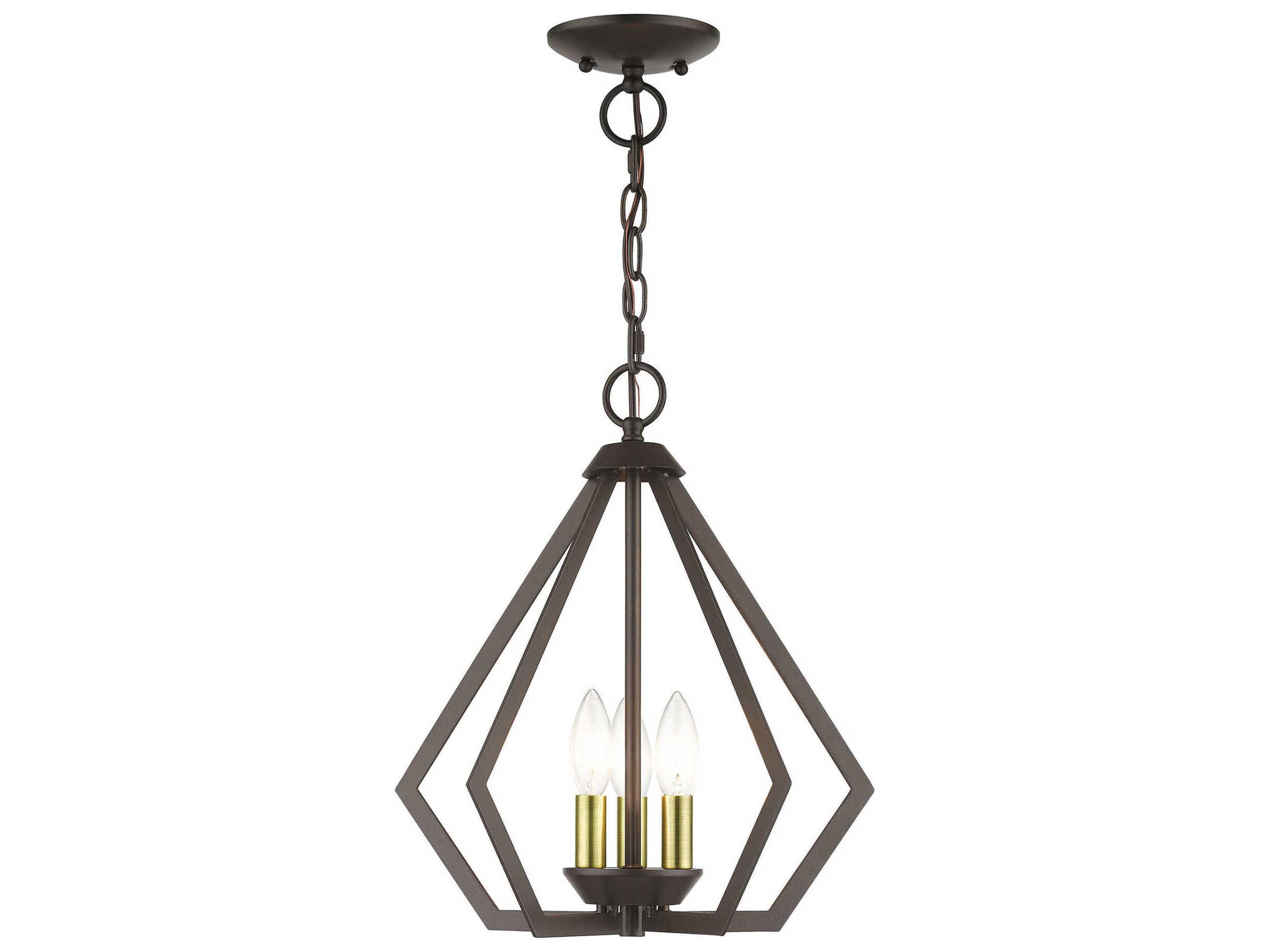 Prism 3-Light English Bronze Antique Brass Geometric Pendant