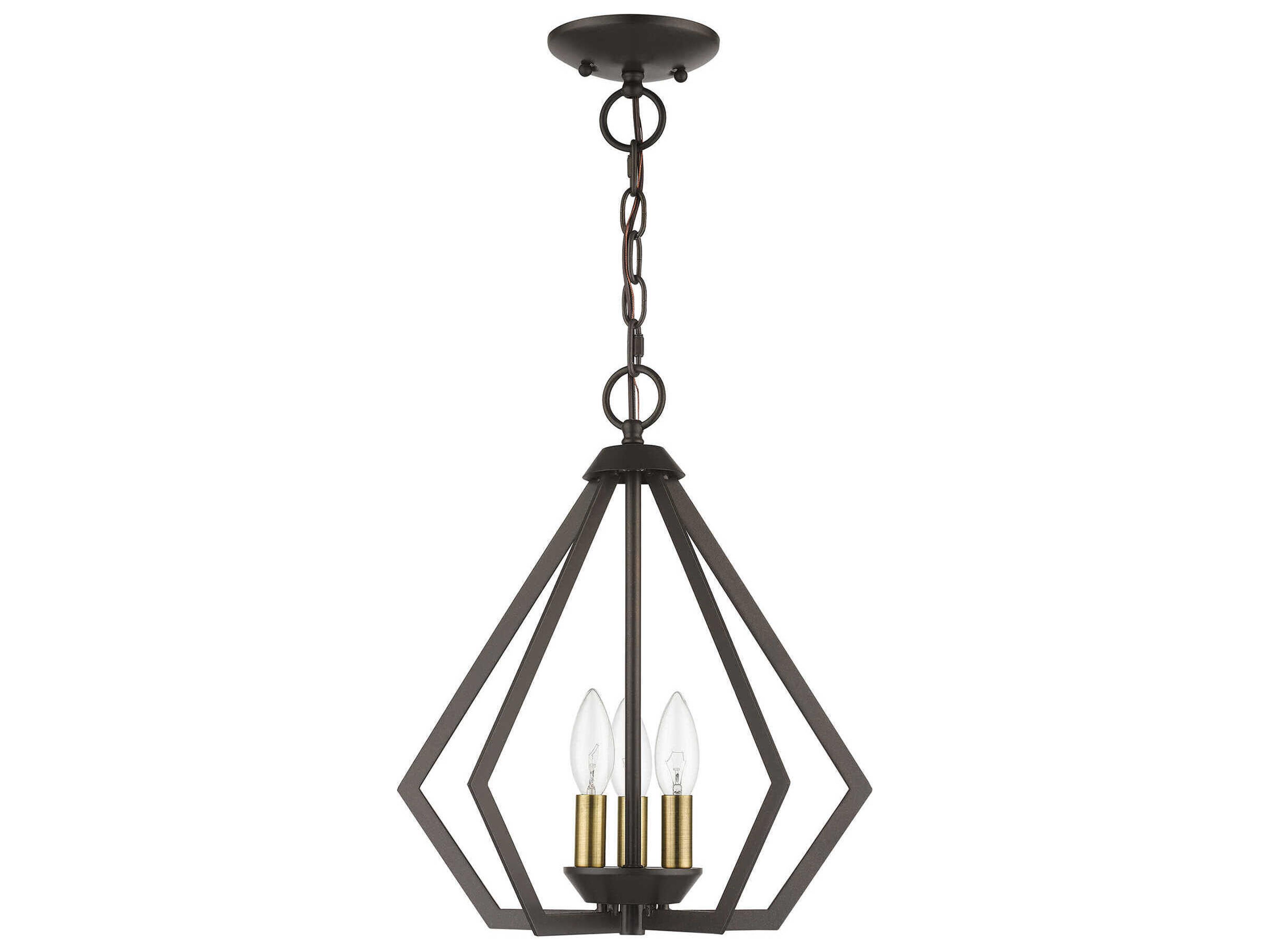 Livex Lighting Prism 3-Light English Bronze Antique Brass Geometric Pendant