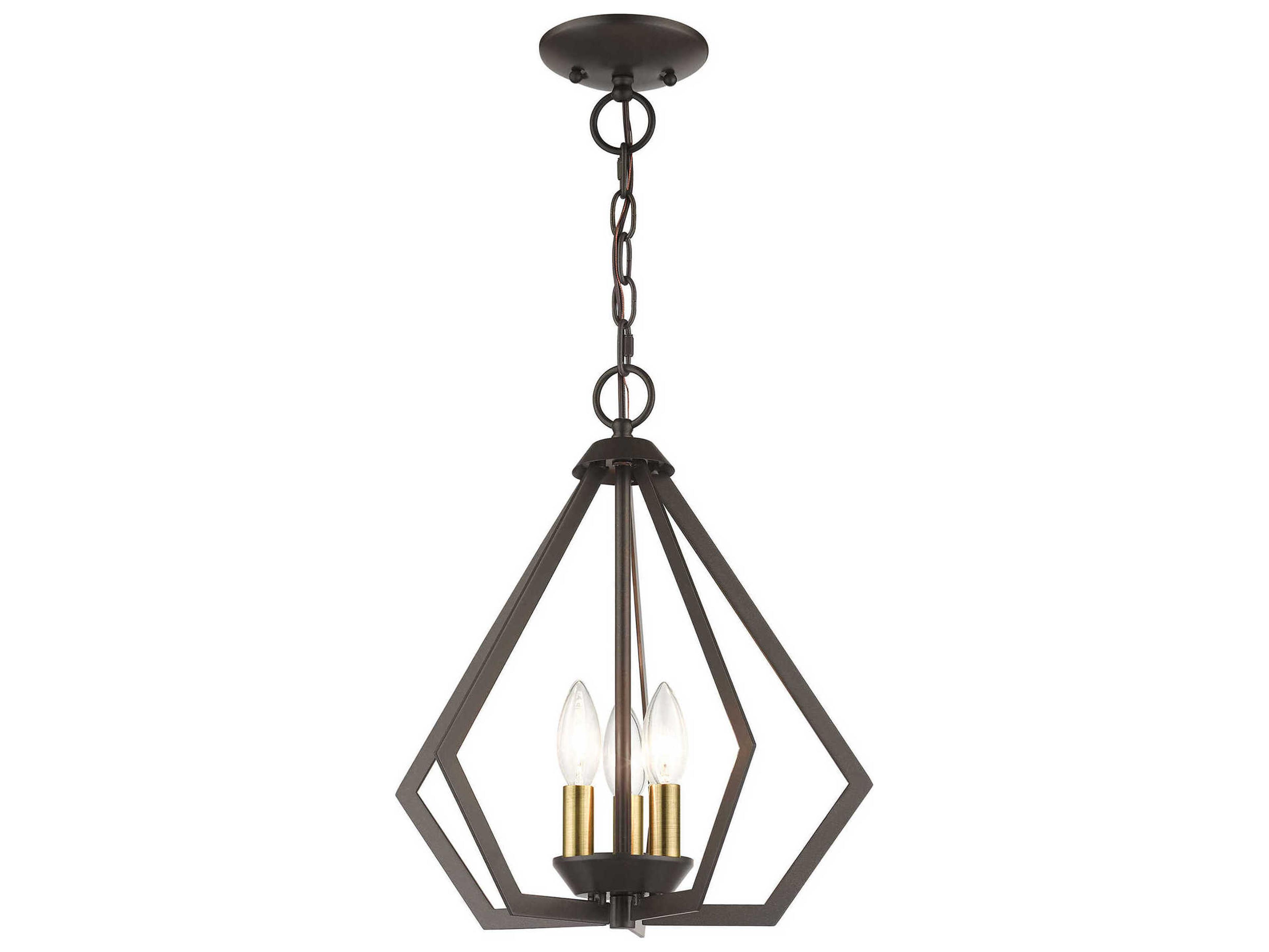 Livex Lighting Prism 3-Light English Bronze Antique Brass Geometric Pendant