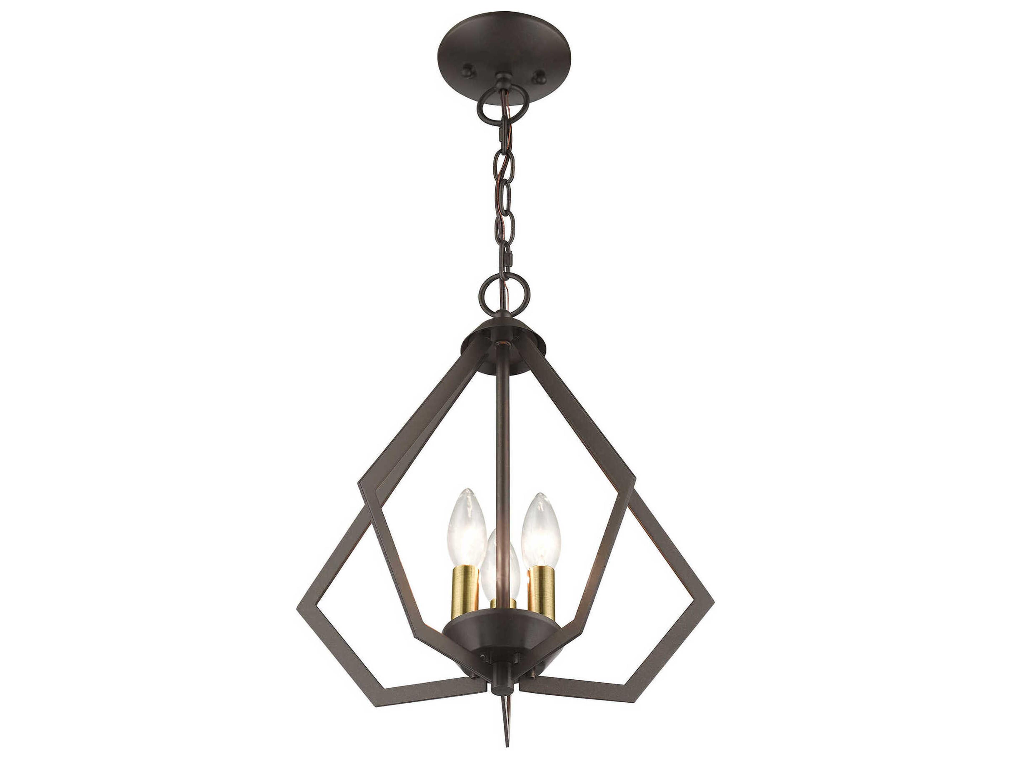 Livex Lighting Prism 3-Light English Bronze Antique Brass Geometric Pendant