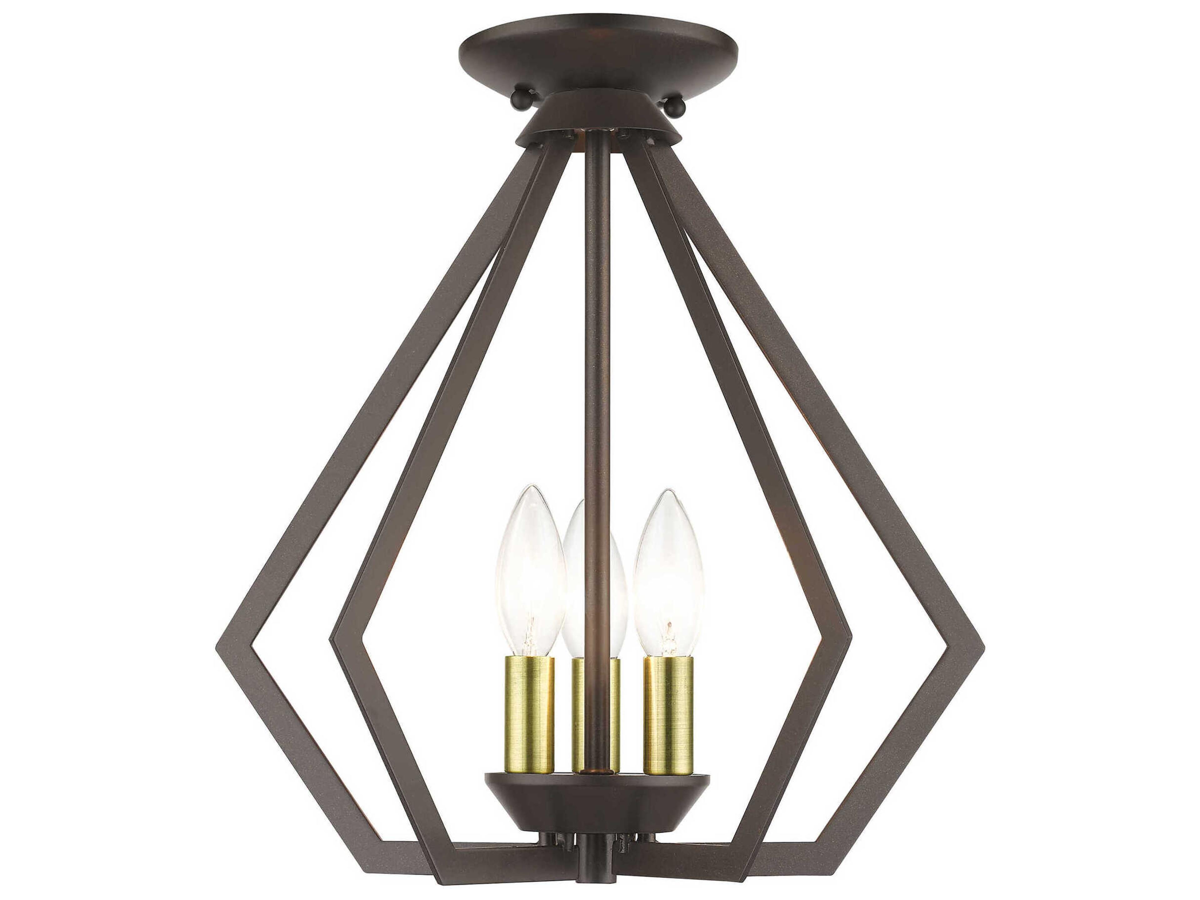 Livex Lighting Prism 3-Light English Bronze Antique Brass Geometric Pendant