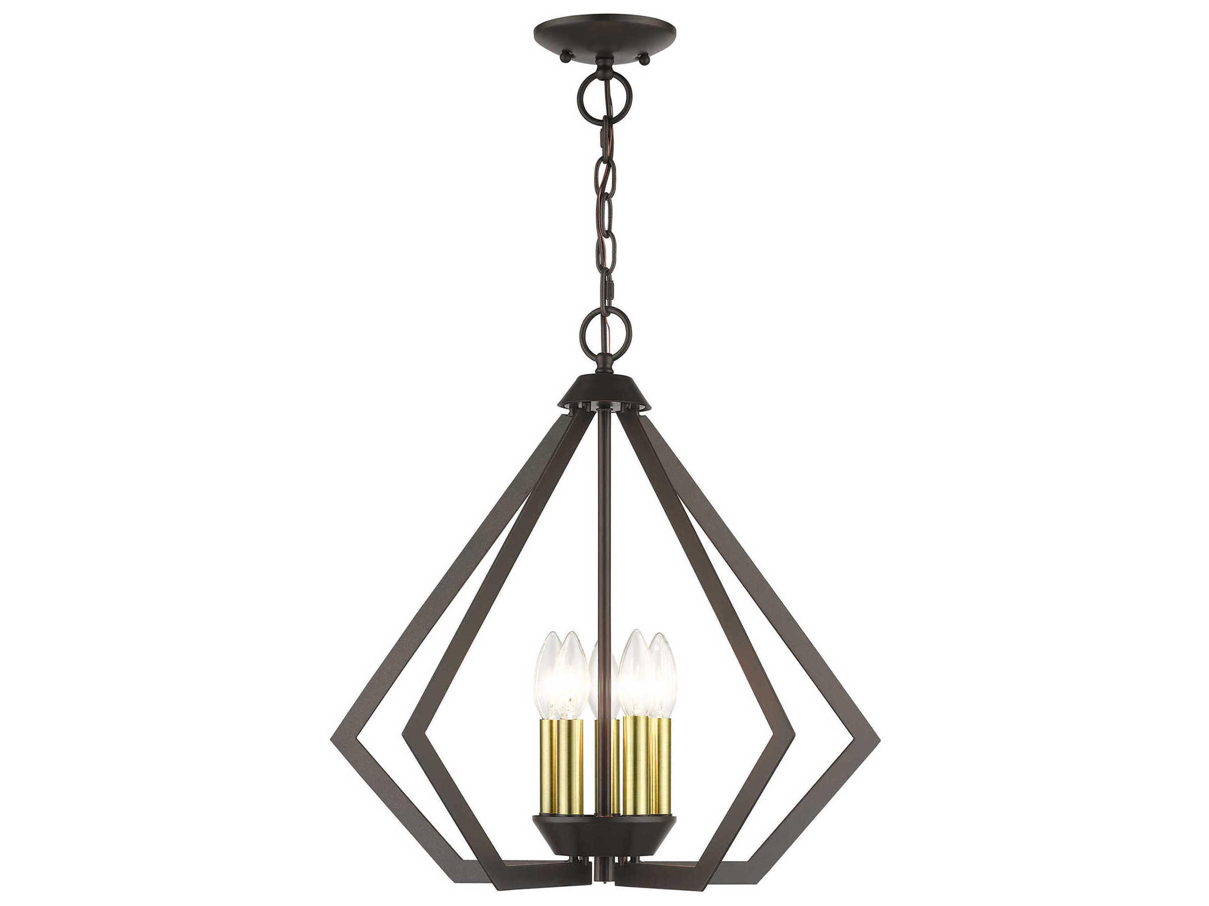 Prism 5-Light English Bronze Antique Brass Geometric Pendant