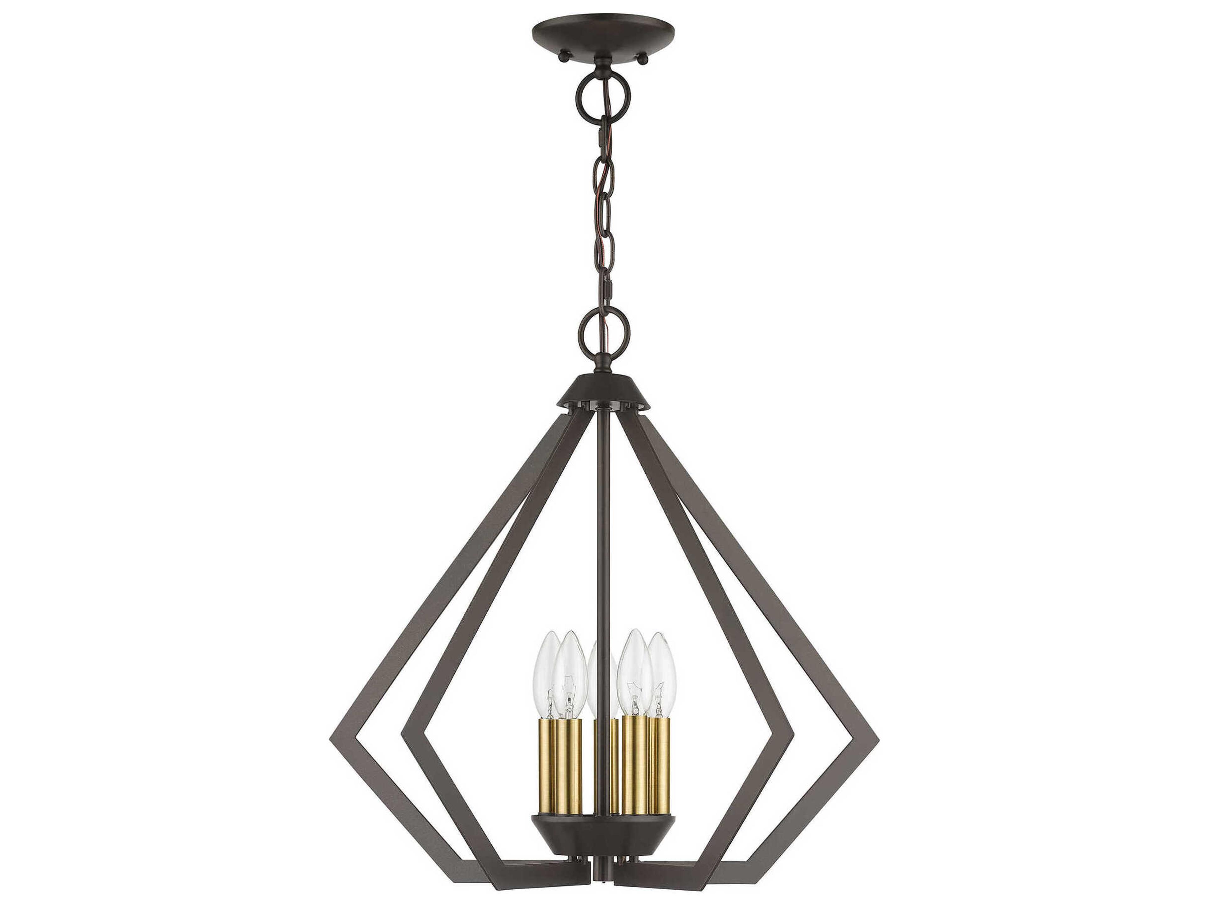 Livex Lighting Prism 5-Light English Bronze Antique Brass Geometric Pendant