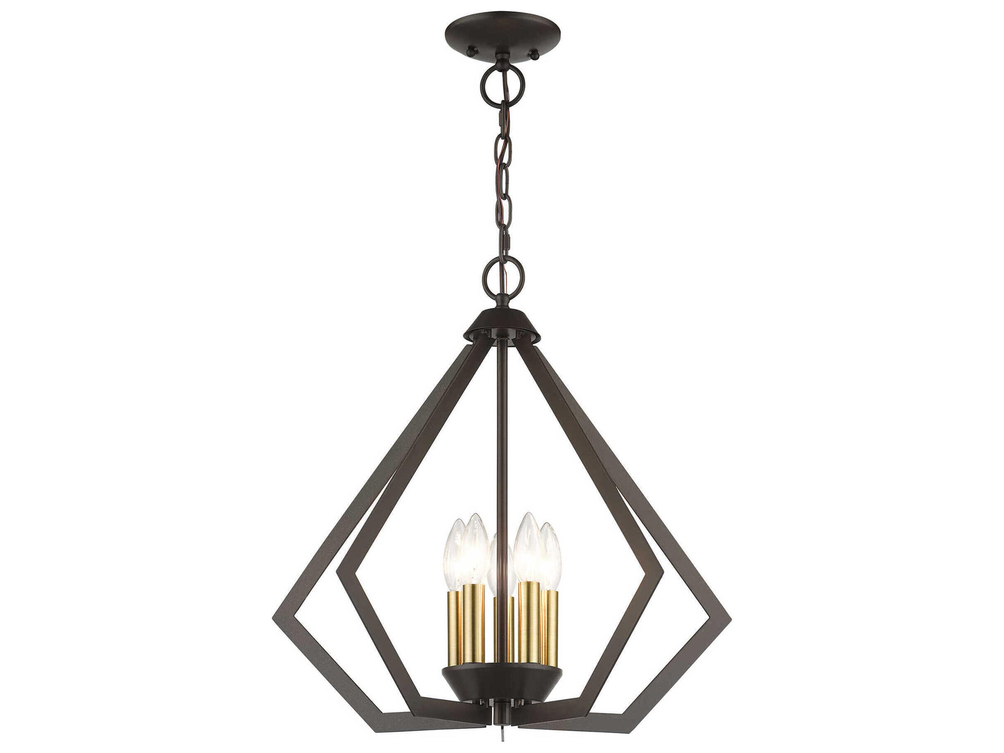 Livex Lighting Prism 5-Light English Bronze Antique Brass Geometric Pendant