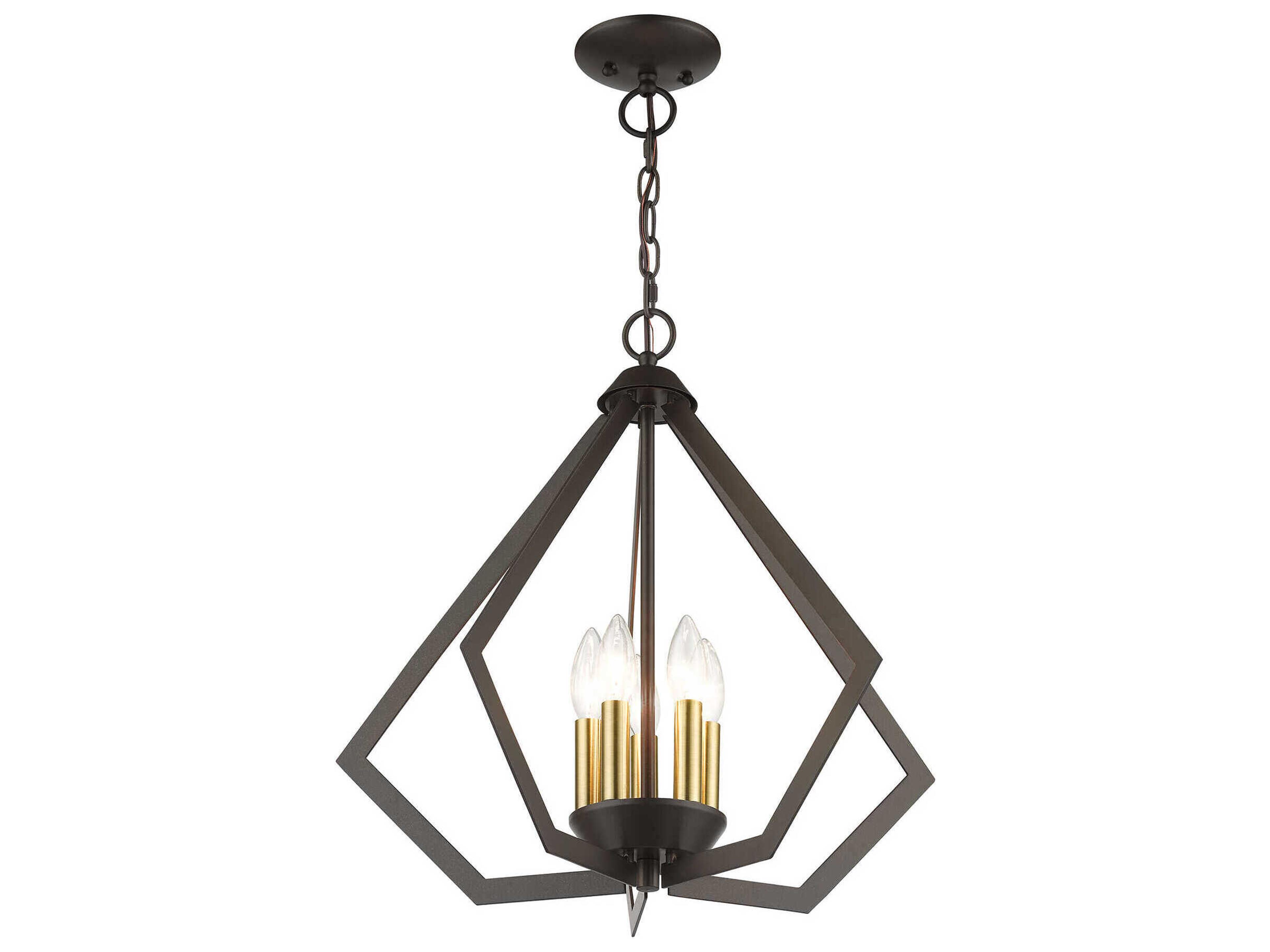 Livex Lighting Prism 5-Light English Bronze Antique Brass Geometric Pendant