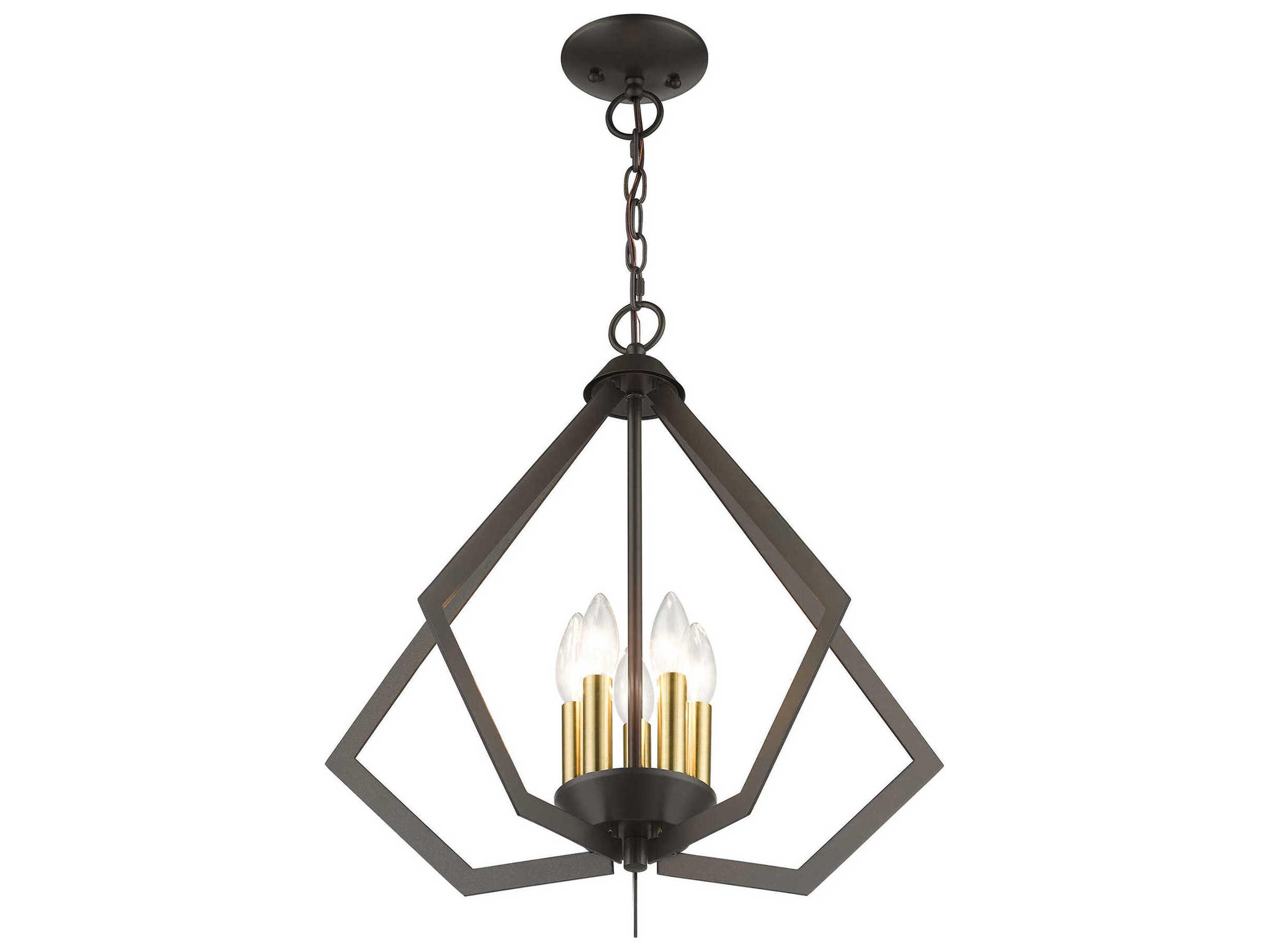 Livex Lighting Prism 5-Light English Bronze Antique Brass Geometric Pendant
