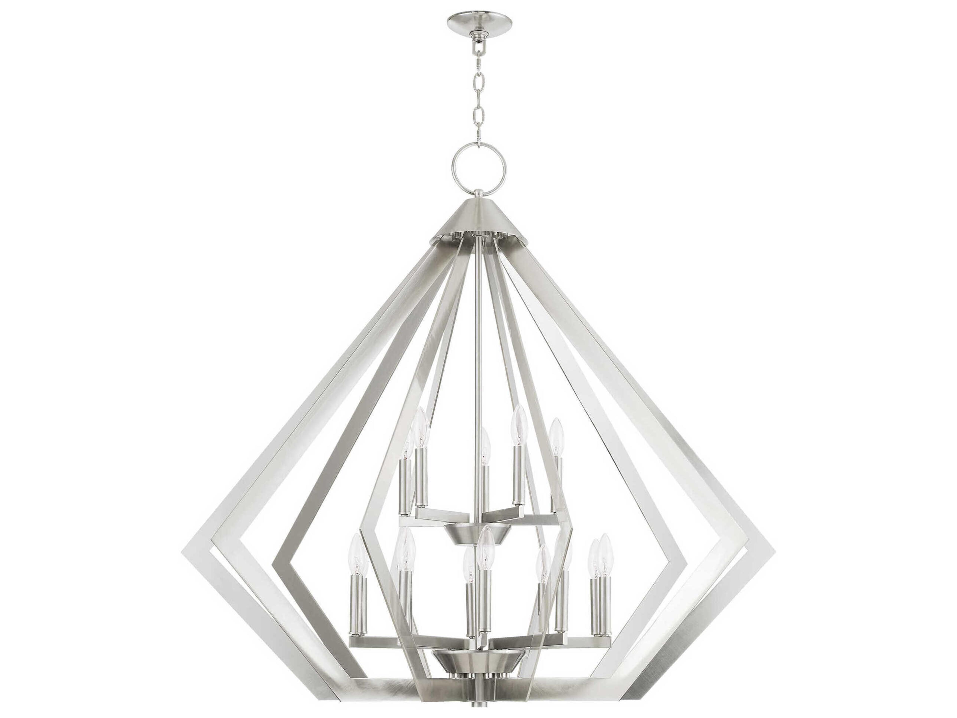 Livex Lighting Prism 15-Light Brushed Nickel Candelabra Tiered Chandelier