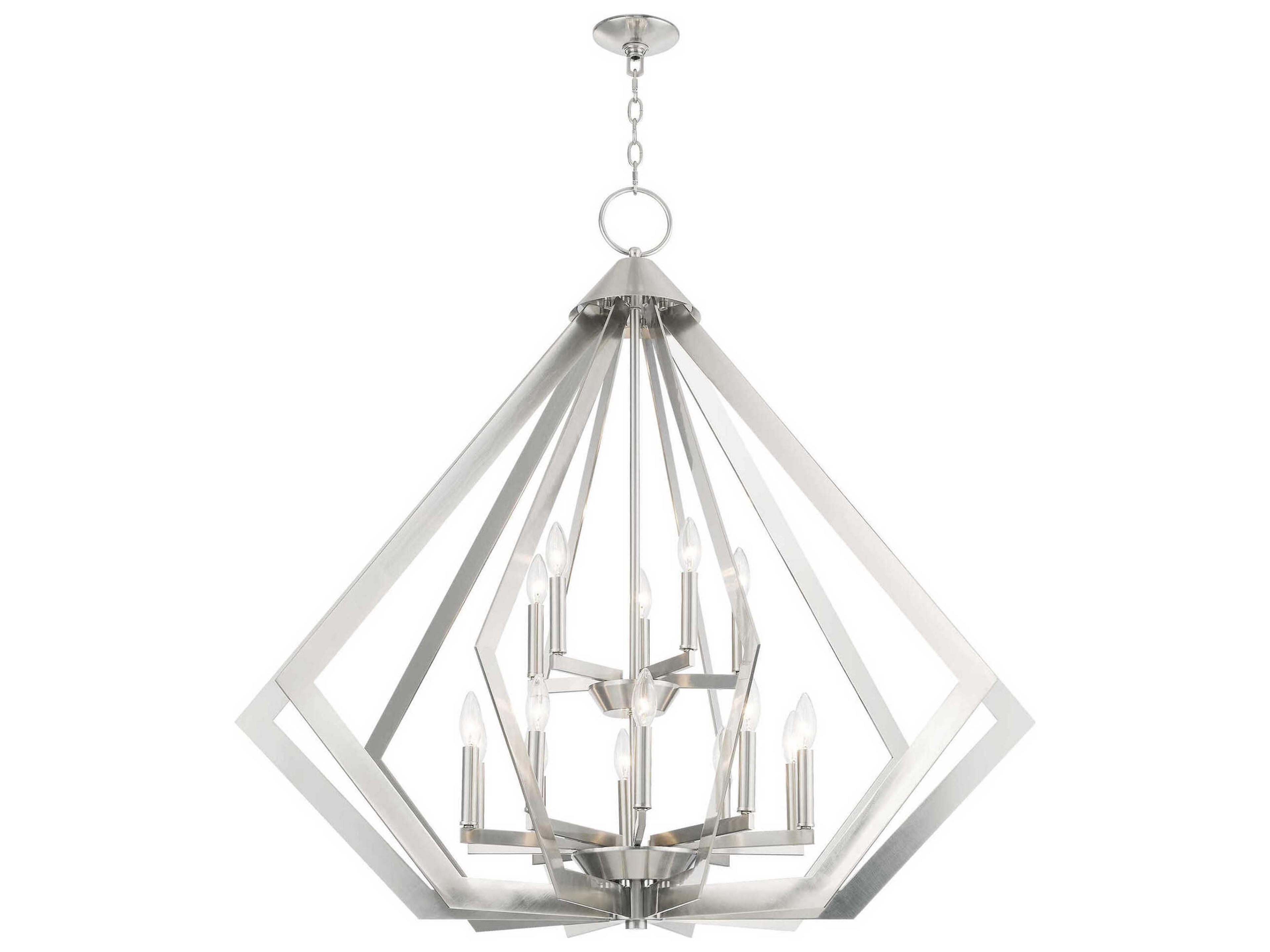 Livex Lighting Prism 15-Light Brushed Nickel Candelabra Tiered Chandelier