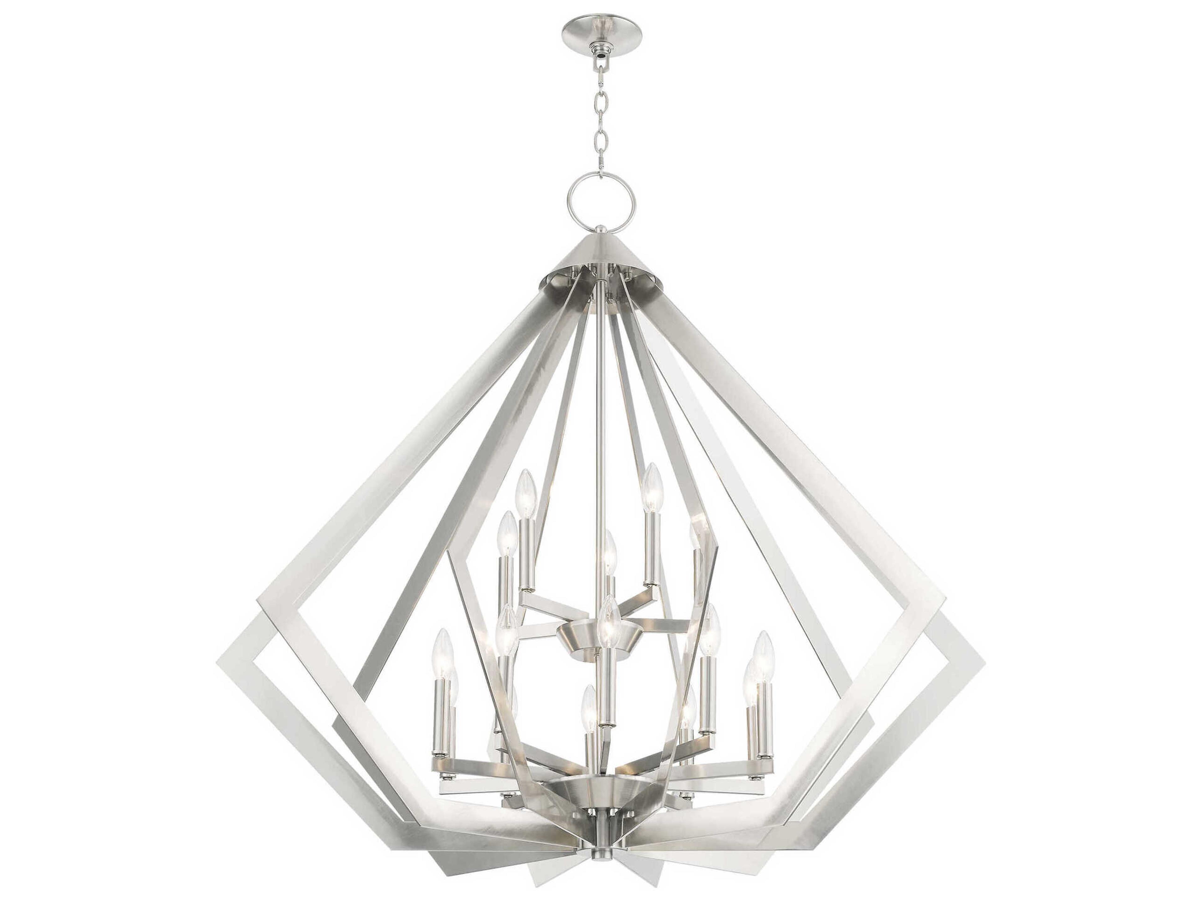 Livex Lighting Prism 15-Light Brushed Nickel Candelabra Tiered Chandelier