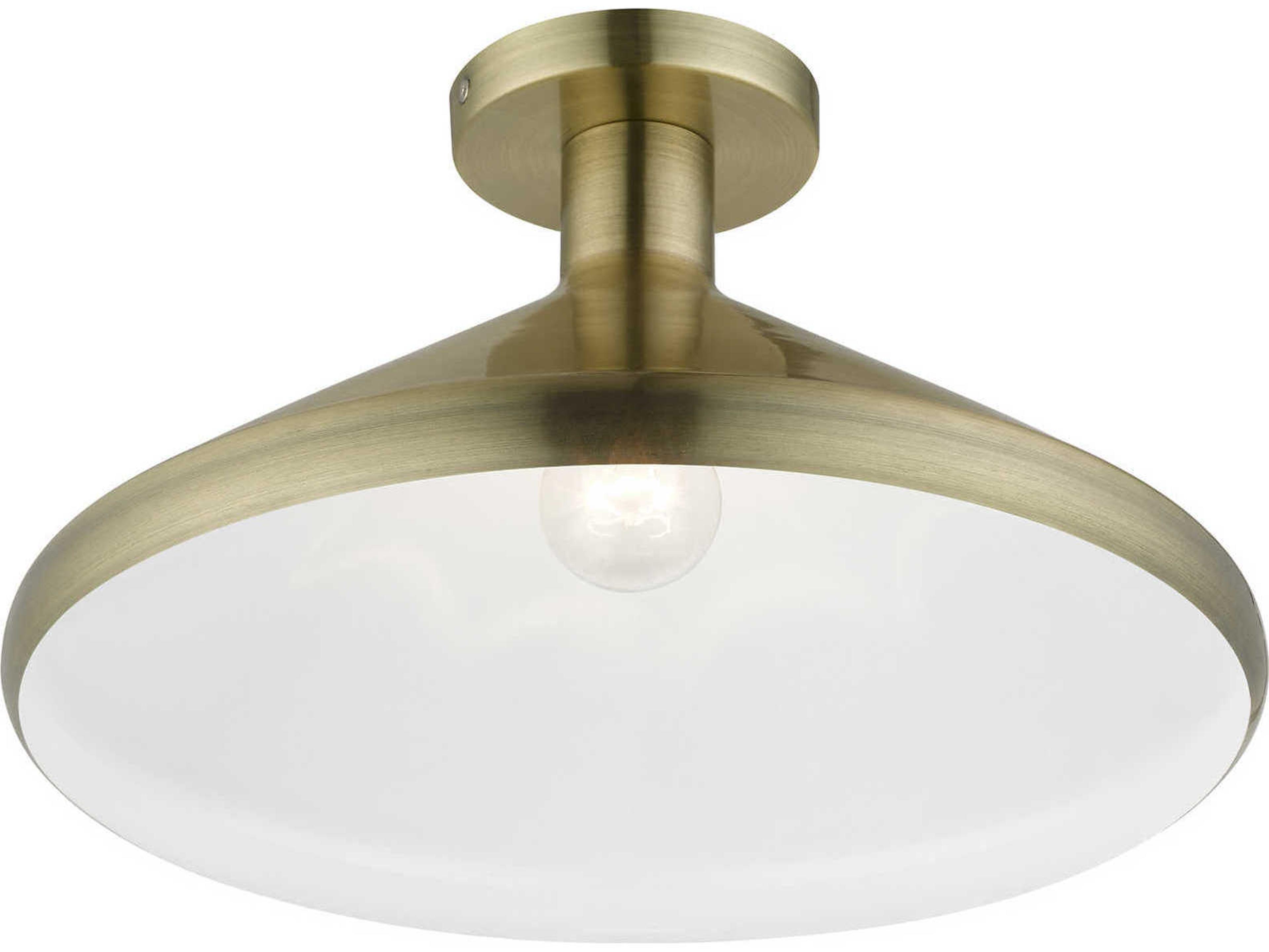 Livex Lighting Geneva 1-Light Antique Brass Semi Flush Mount
