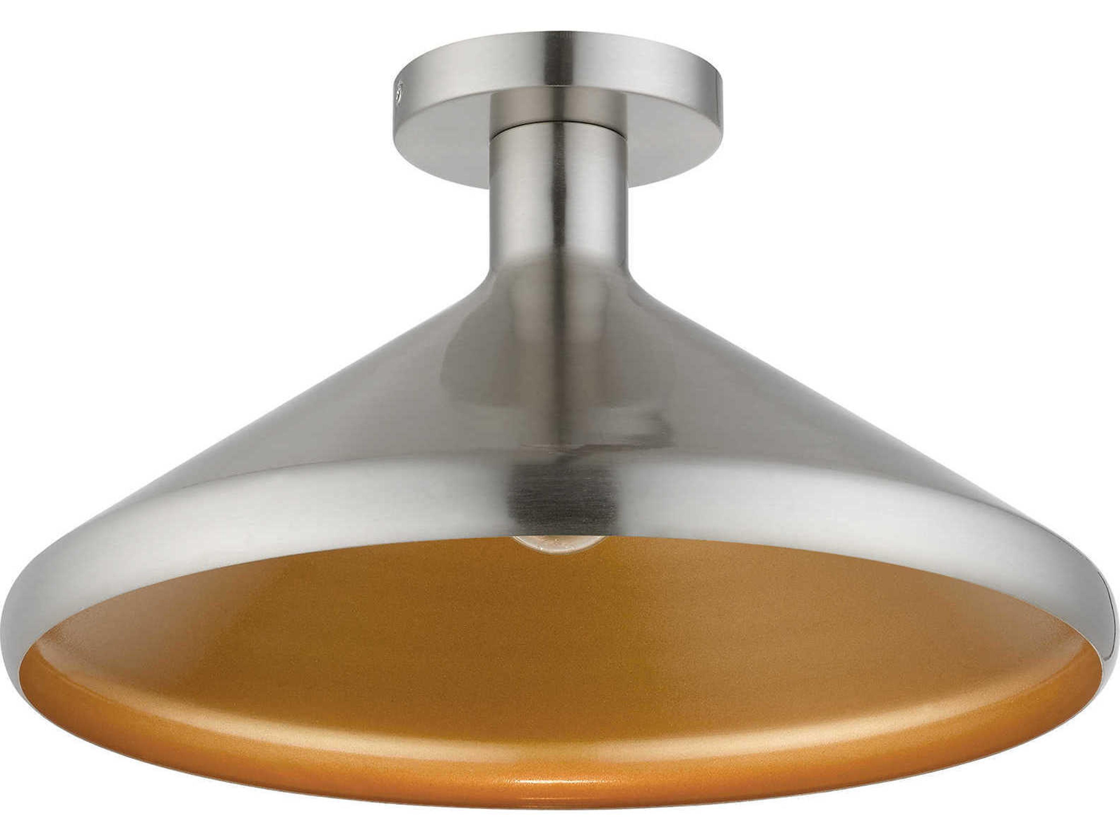 Livex Lighting Geneva 1-Light Brushed Nickel Semi Flush Mount