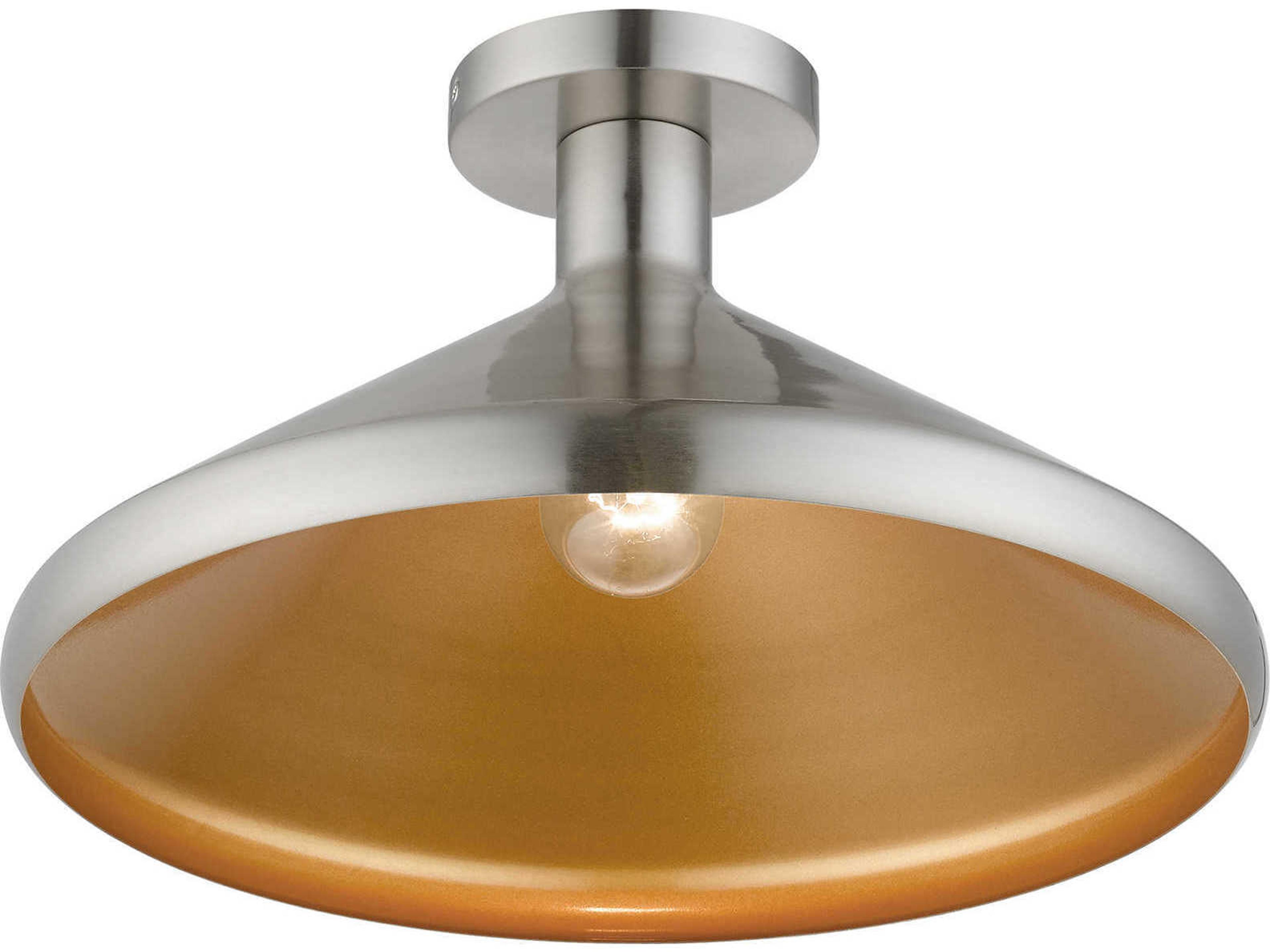 Livex Lighting Geneva 1-Light Brushed Nickel Semi Flush Mount
