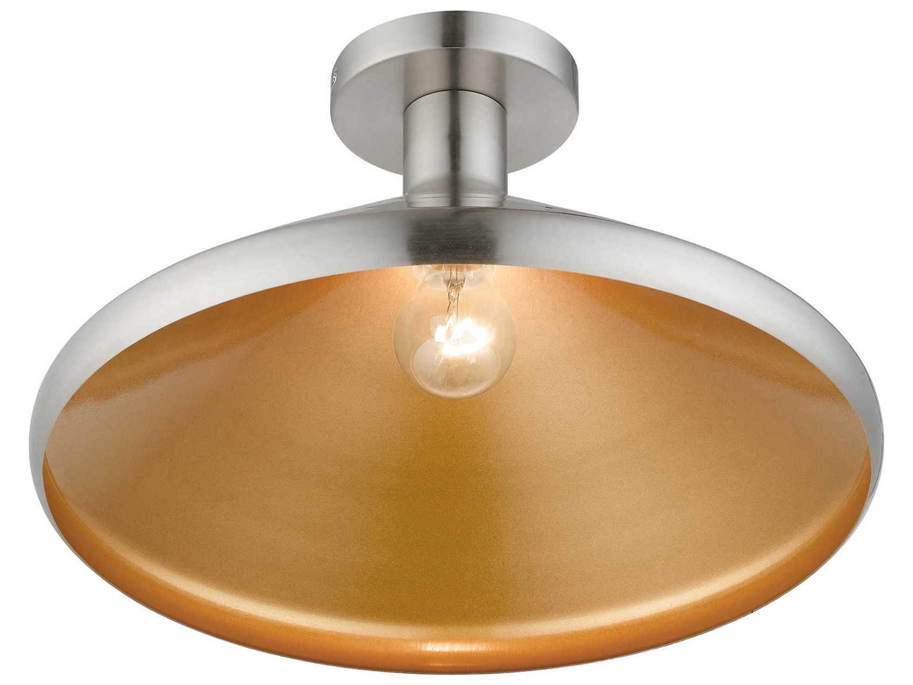 Livex Lighting Geneva 1-Light Brushed Nickel Semi Flush Mount