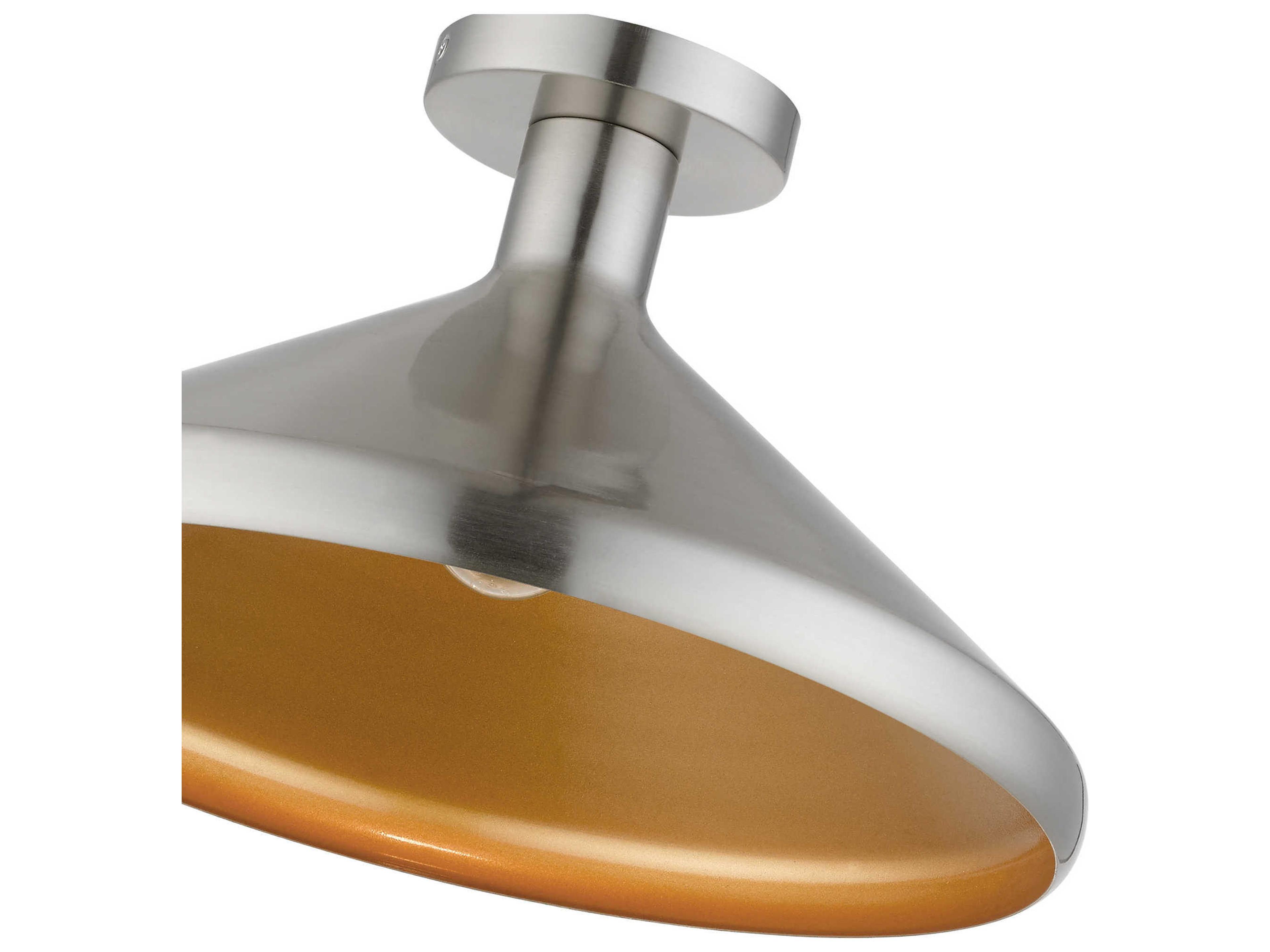 Livex Lighting Geneva 1-Light Brushed Nickel Semi Flush Mount