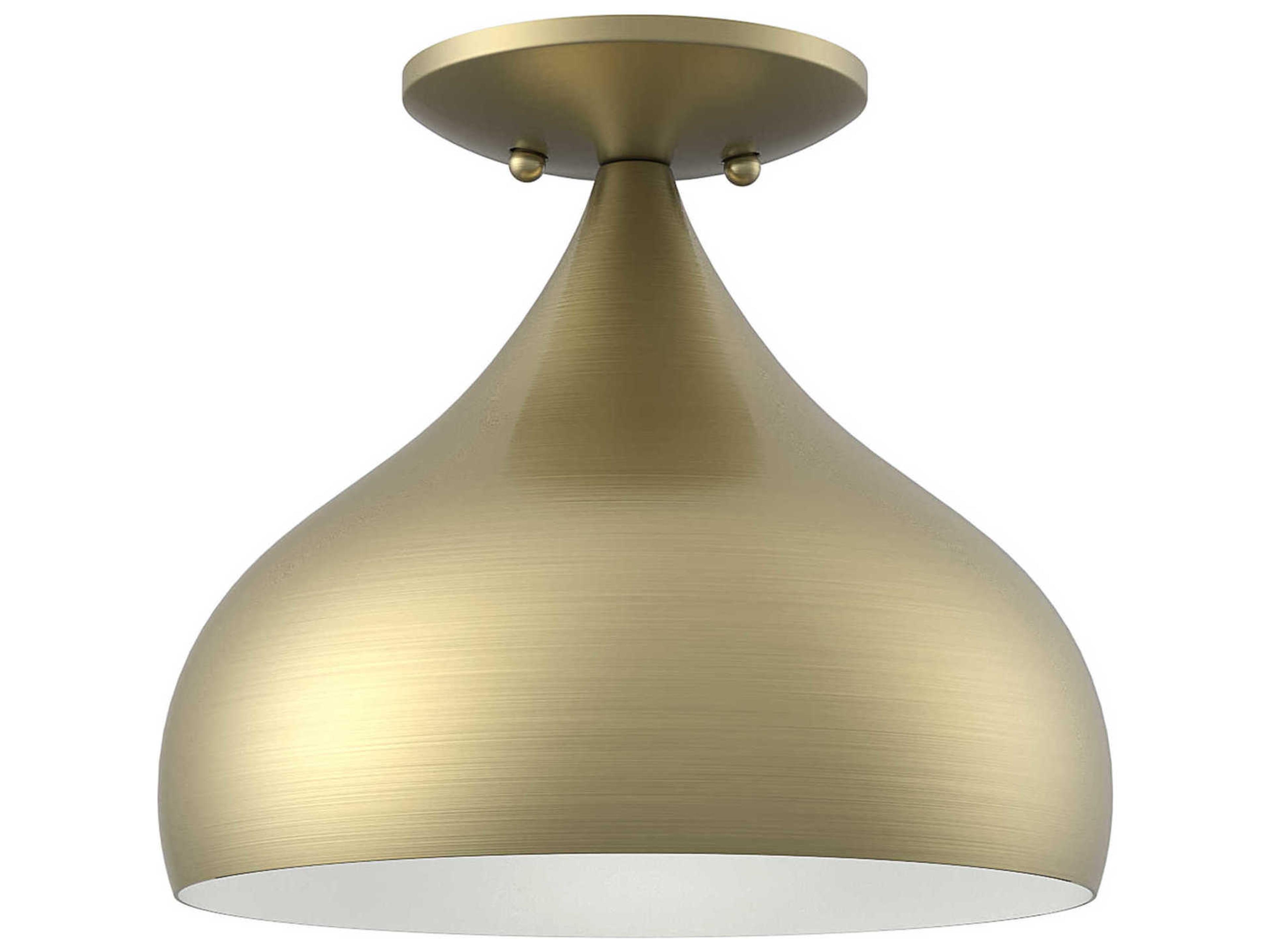 Amador 1-Light Antique Brass Bell Semi Flush Mount