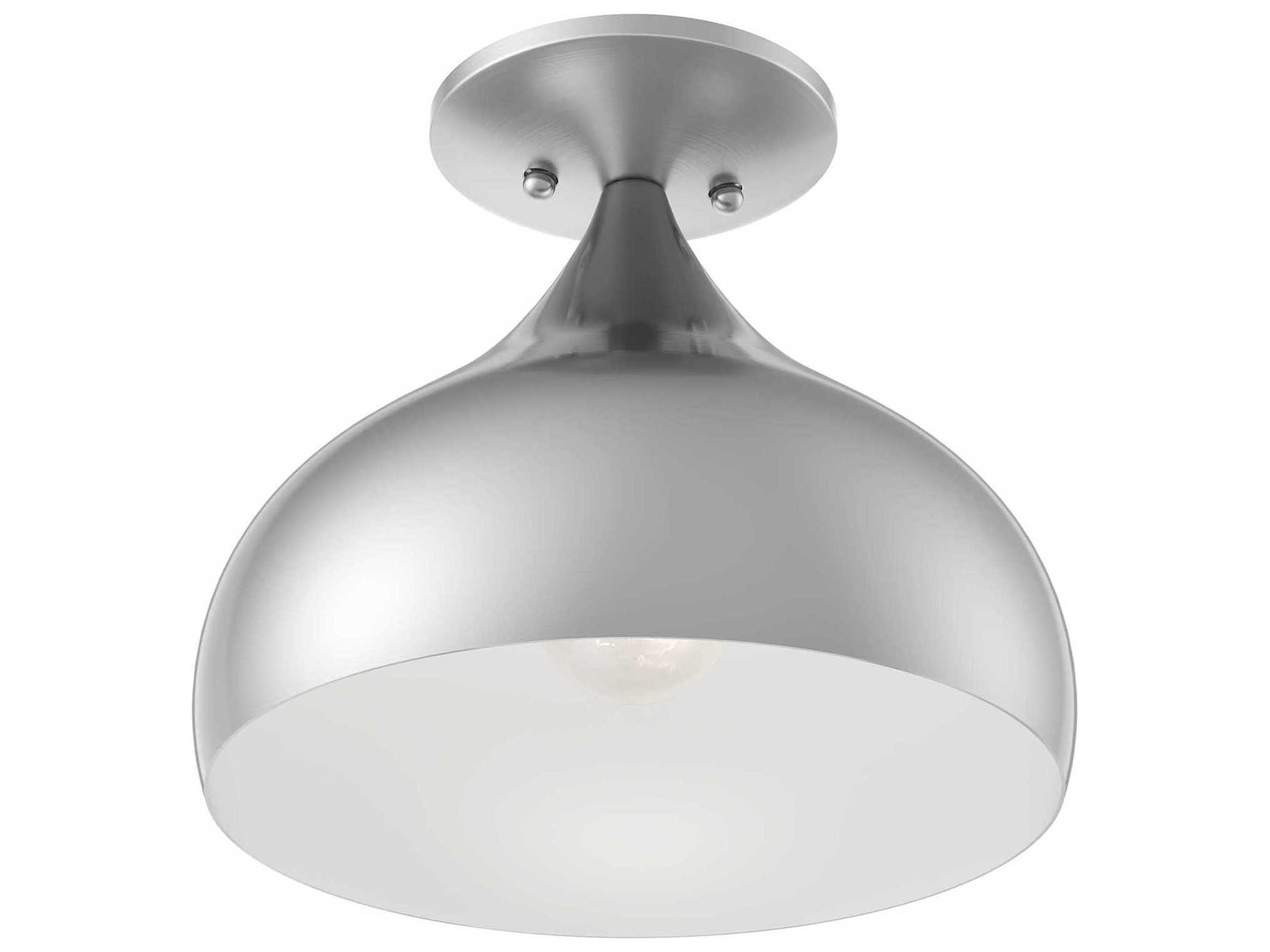 Livex Lighting Amador 1-Light Brushed Nickel Bell Semi Flush Mount