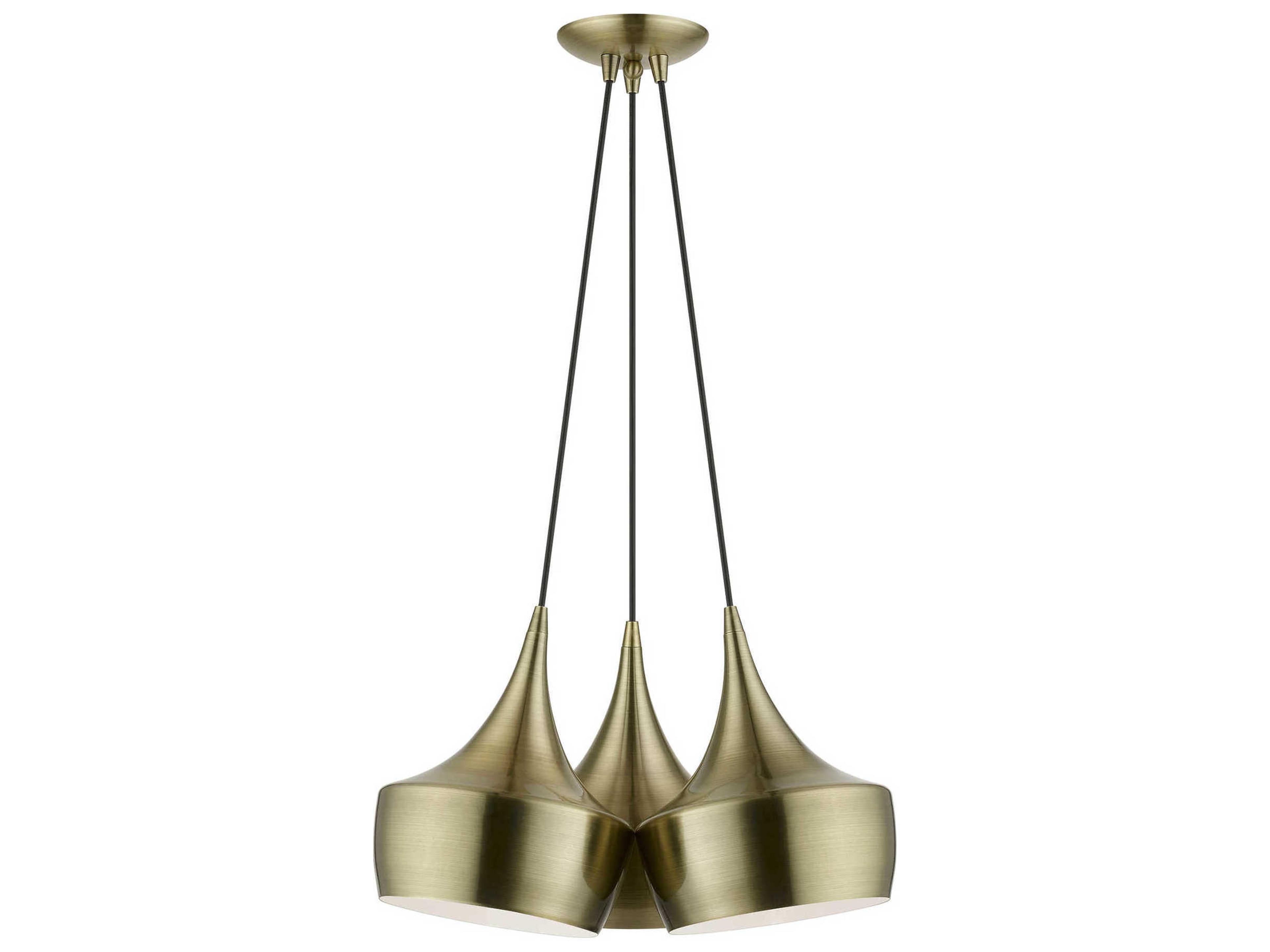 Waldorf 3-Light Antique Brass White Pendant