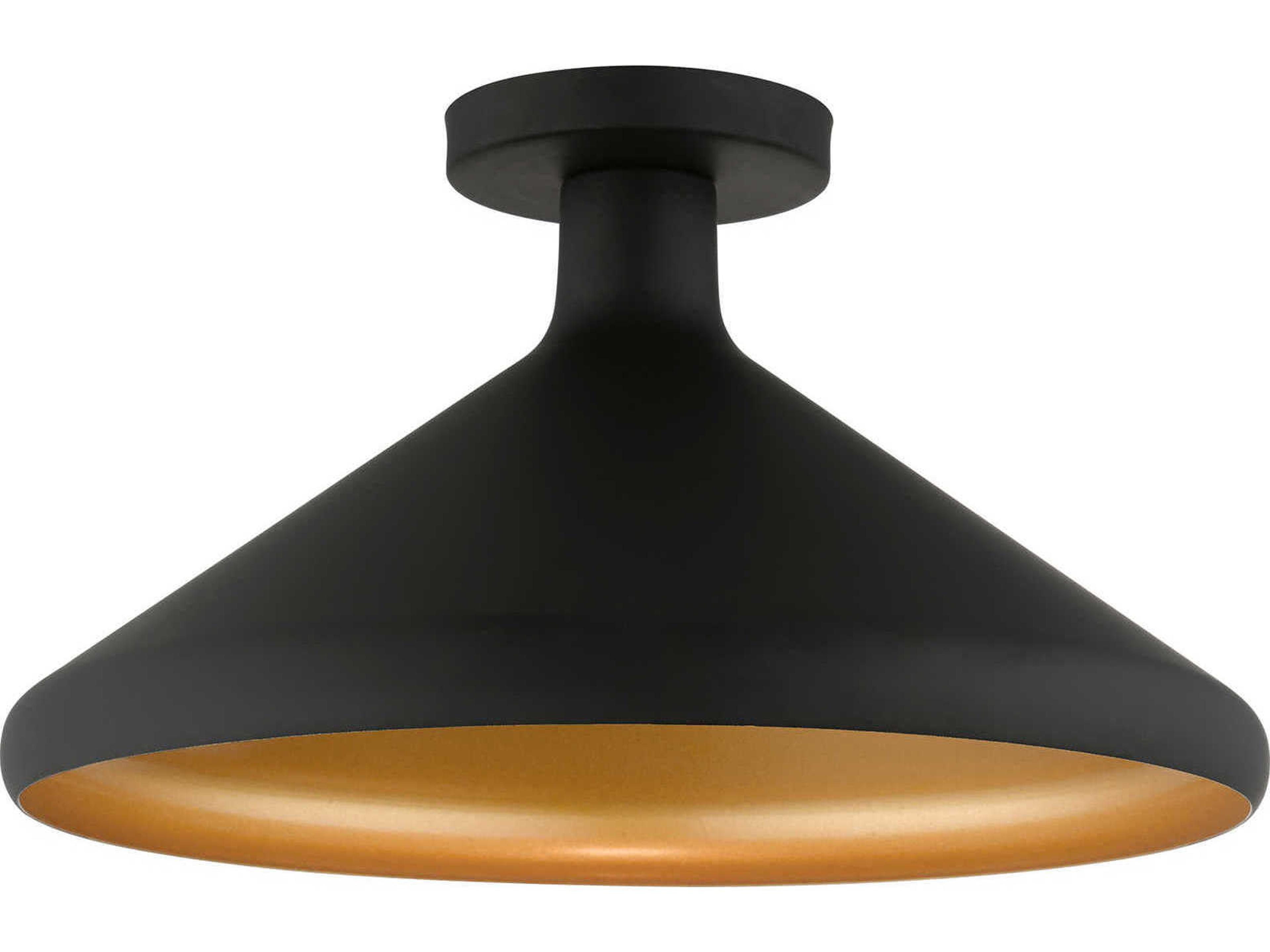 Geneva 1-Light Black Semi Flush Mount
