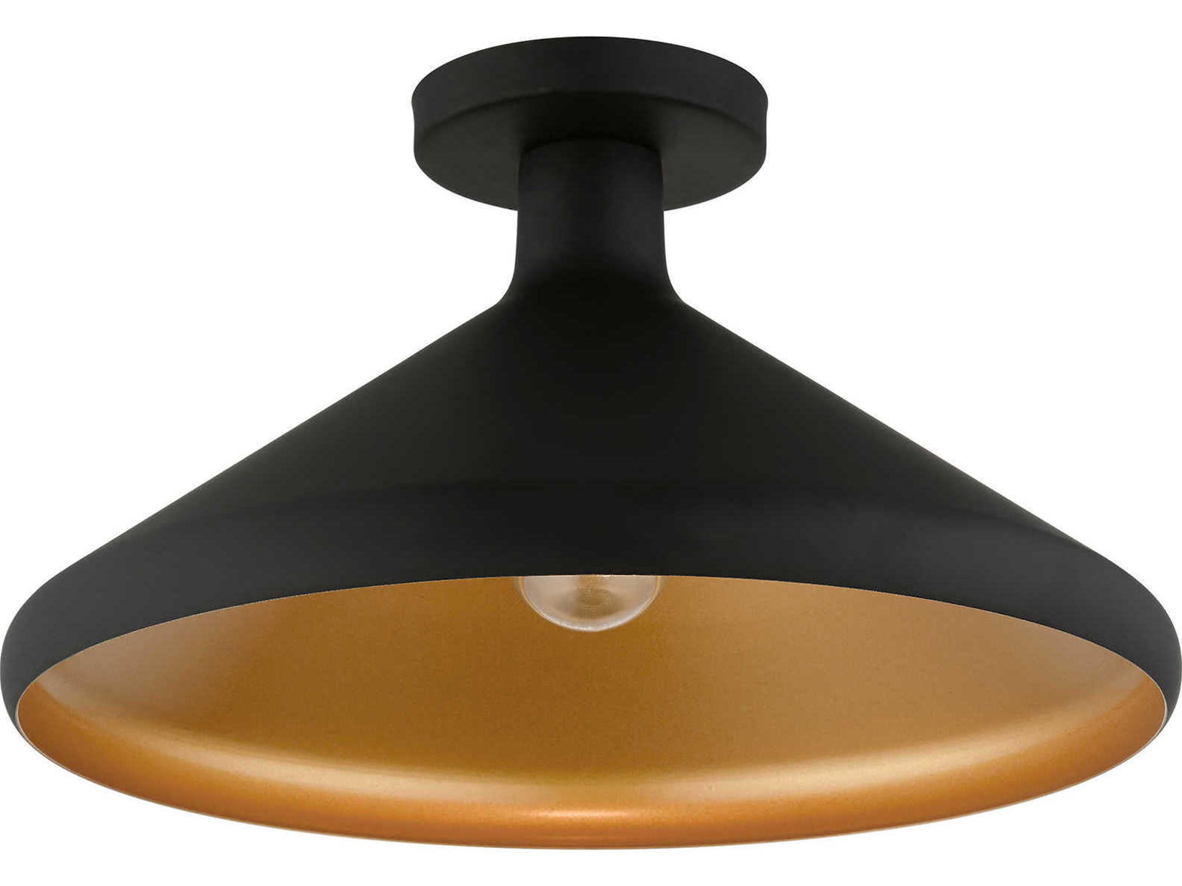 Livex Lighting Geneva 1-Light Black Semi Flush Mount