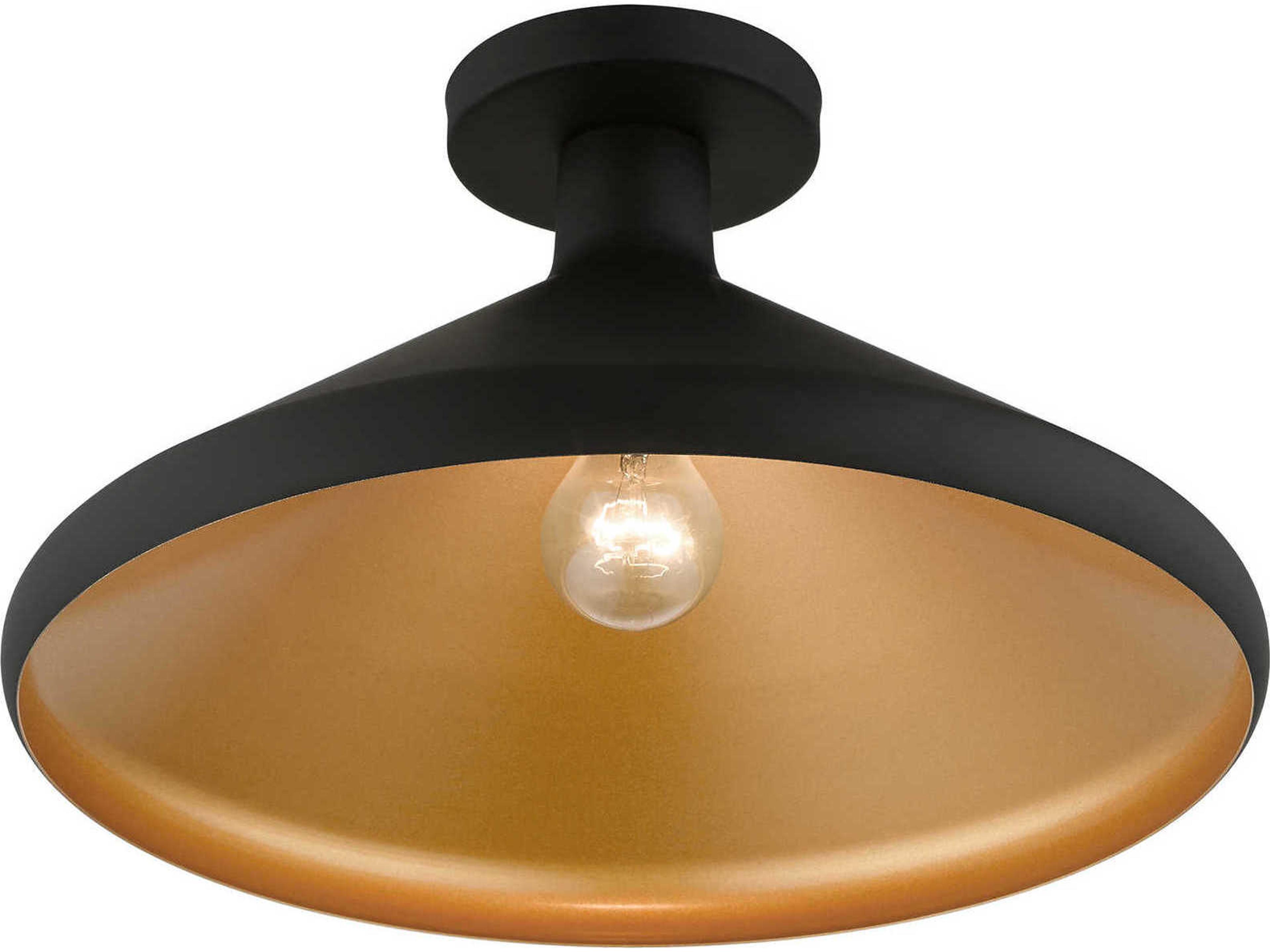 Livex Lighting Geneva 1-Light Black Semi Flush Mount