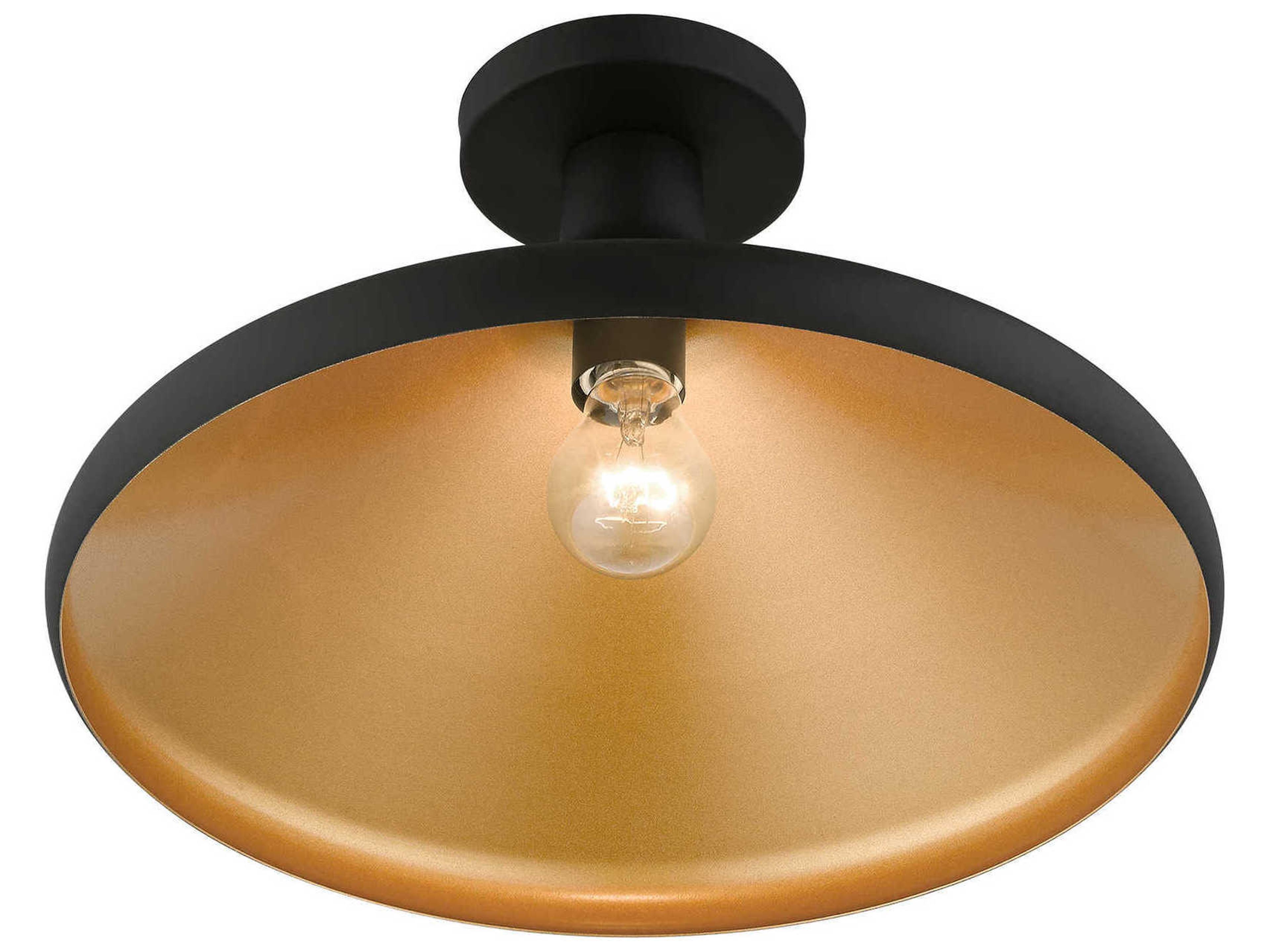 Livex Lighting Geneva 1-Light Black Semi Flush Mount