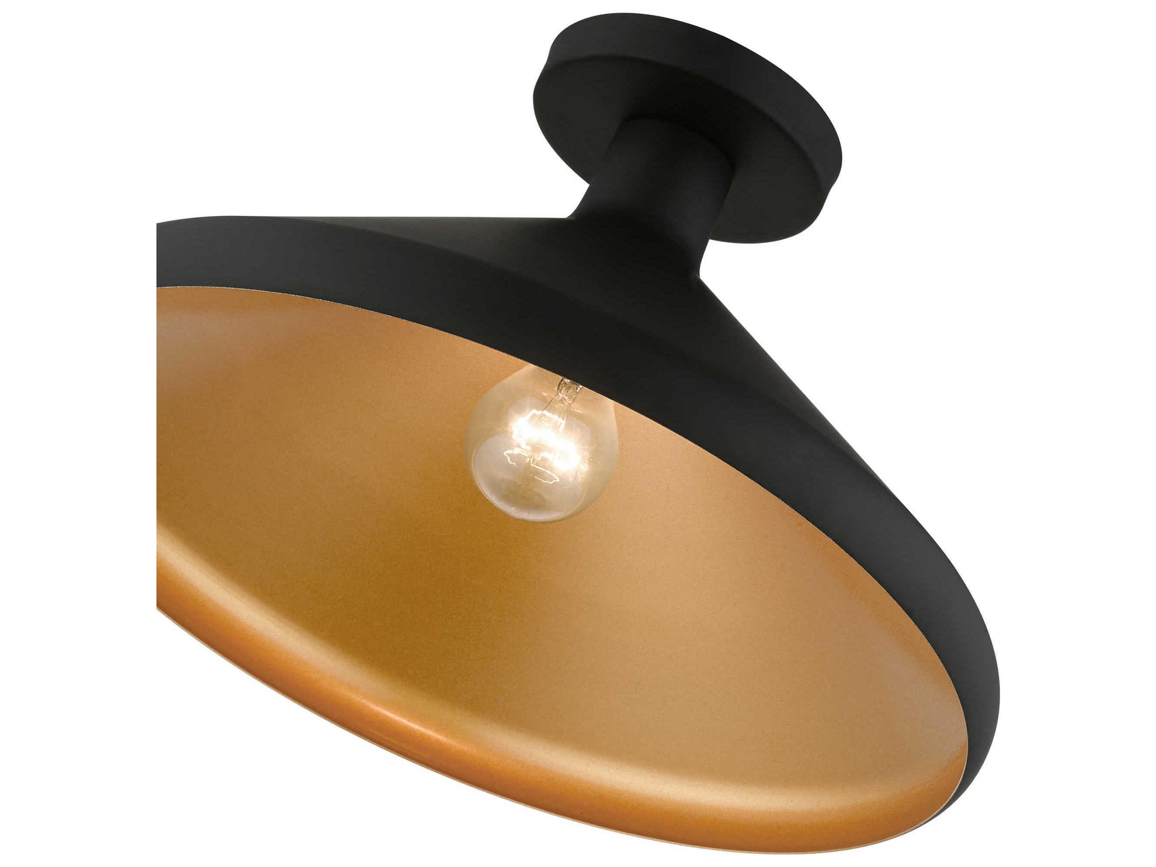 Livex Lighting Geneva 1-Light Black Semi Flush Mount
