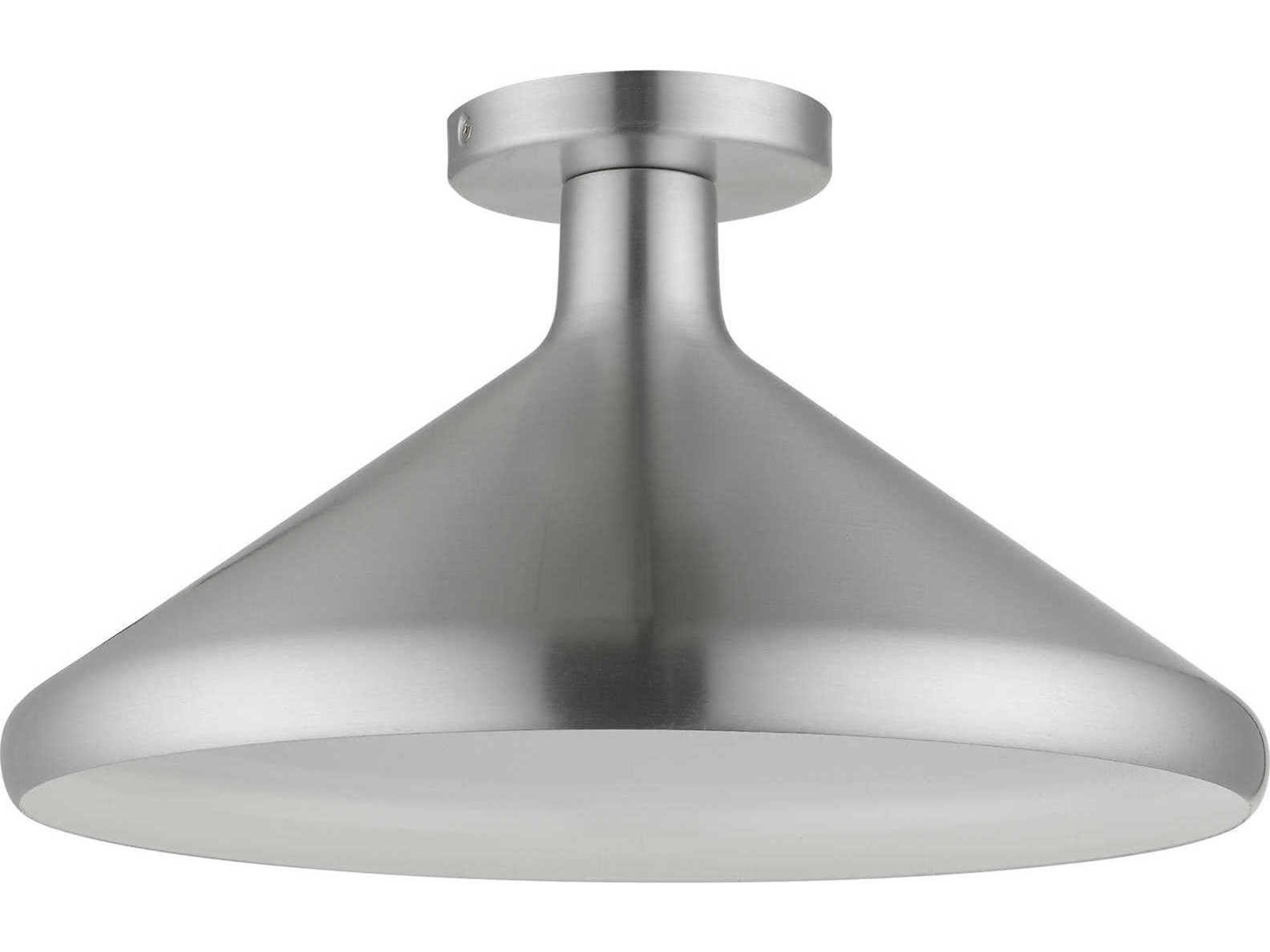 Geneva 1-Light Brushed Aluminum Silver Semi Flush Mount