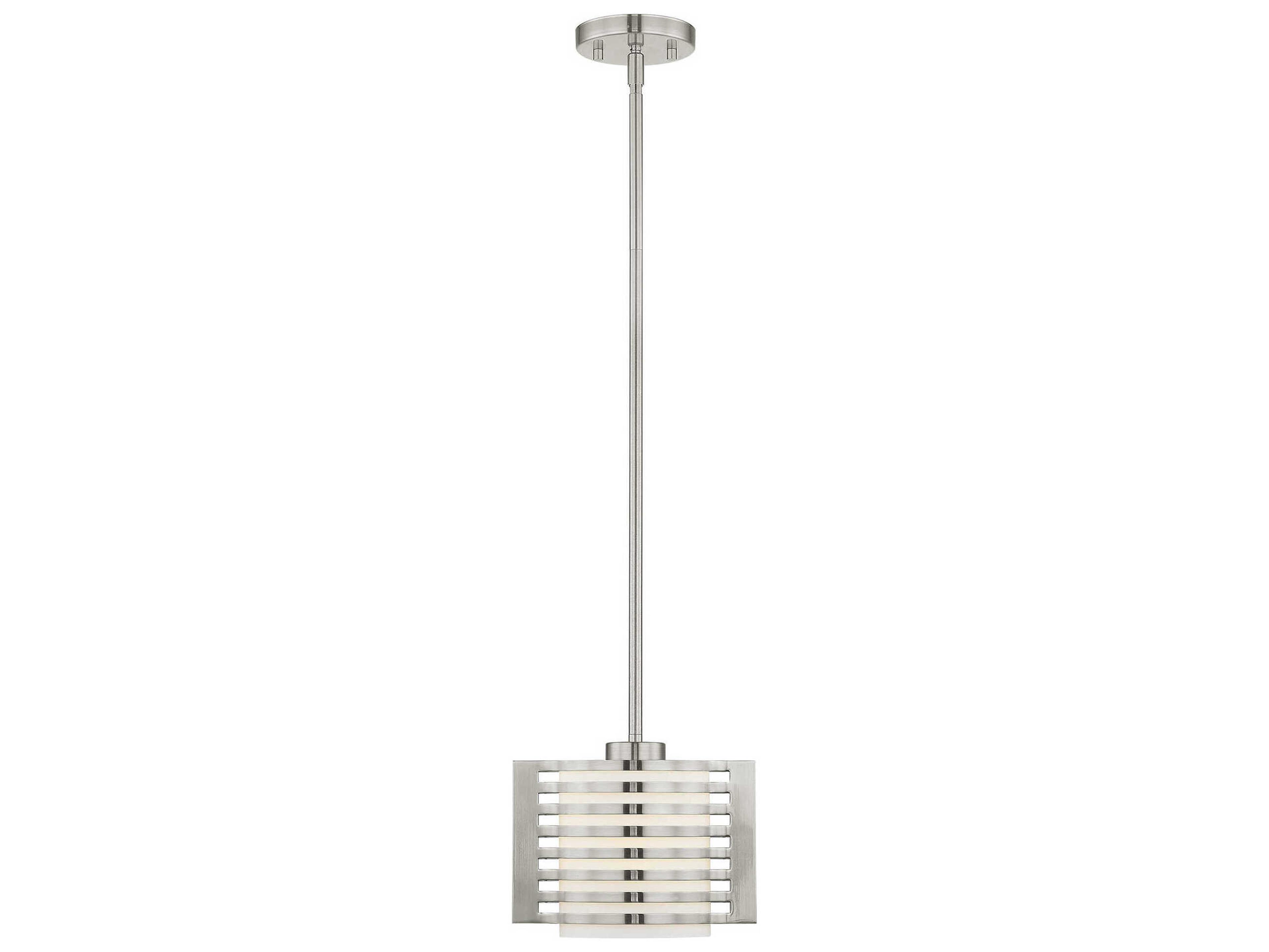 Hilliard 1-Light Brushed Nickel Glass Mini Pendant
