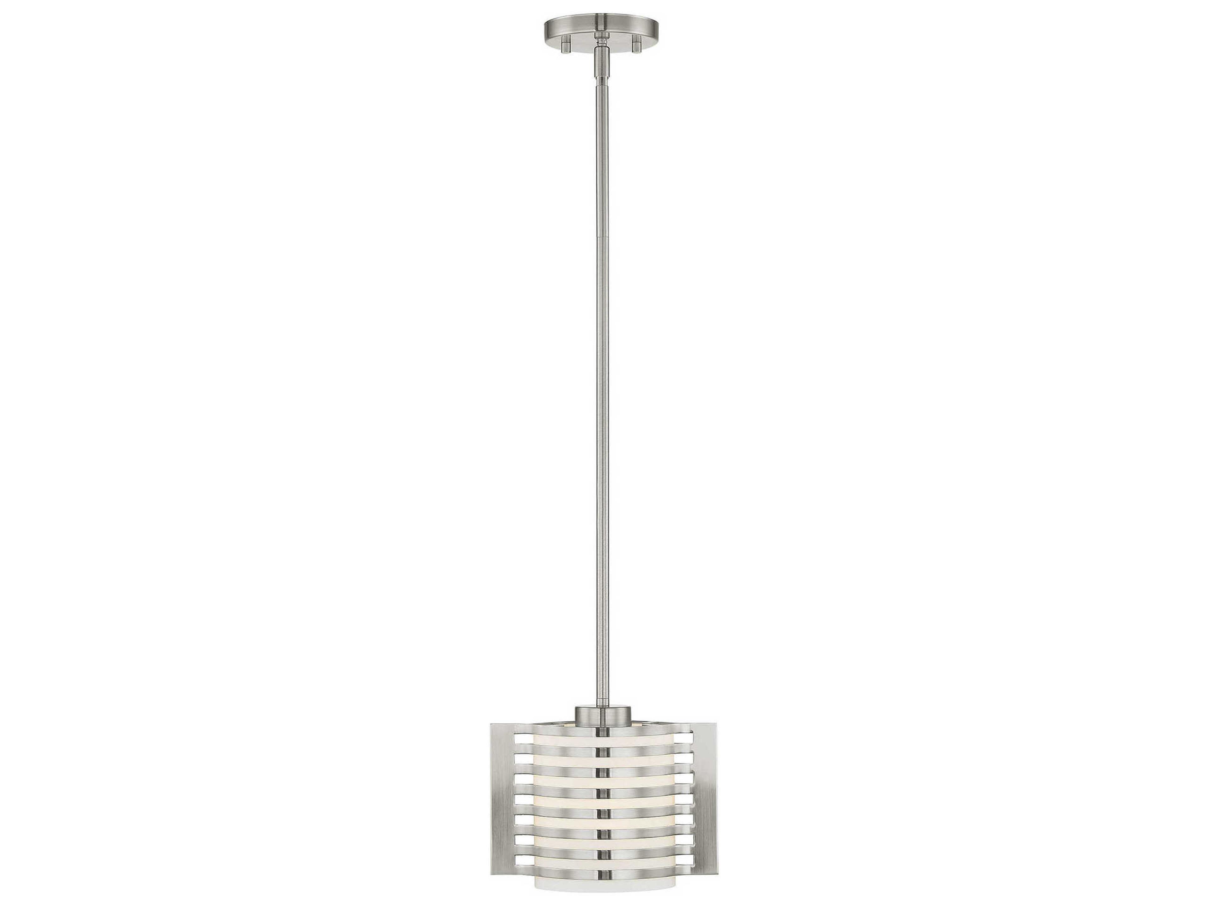 Livex Lighting Hilliard 1-Light Brushed Nickel Glass Mini Pendant