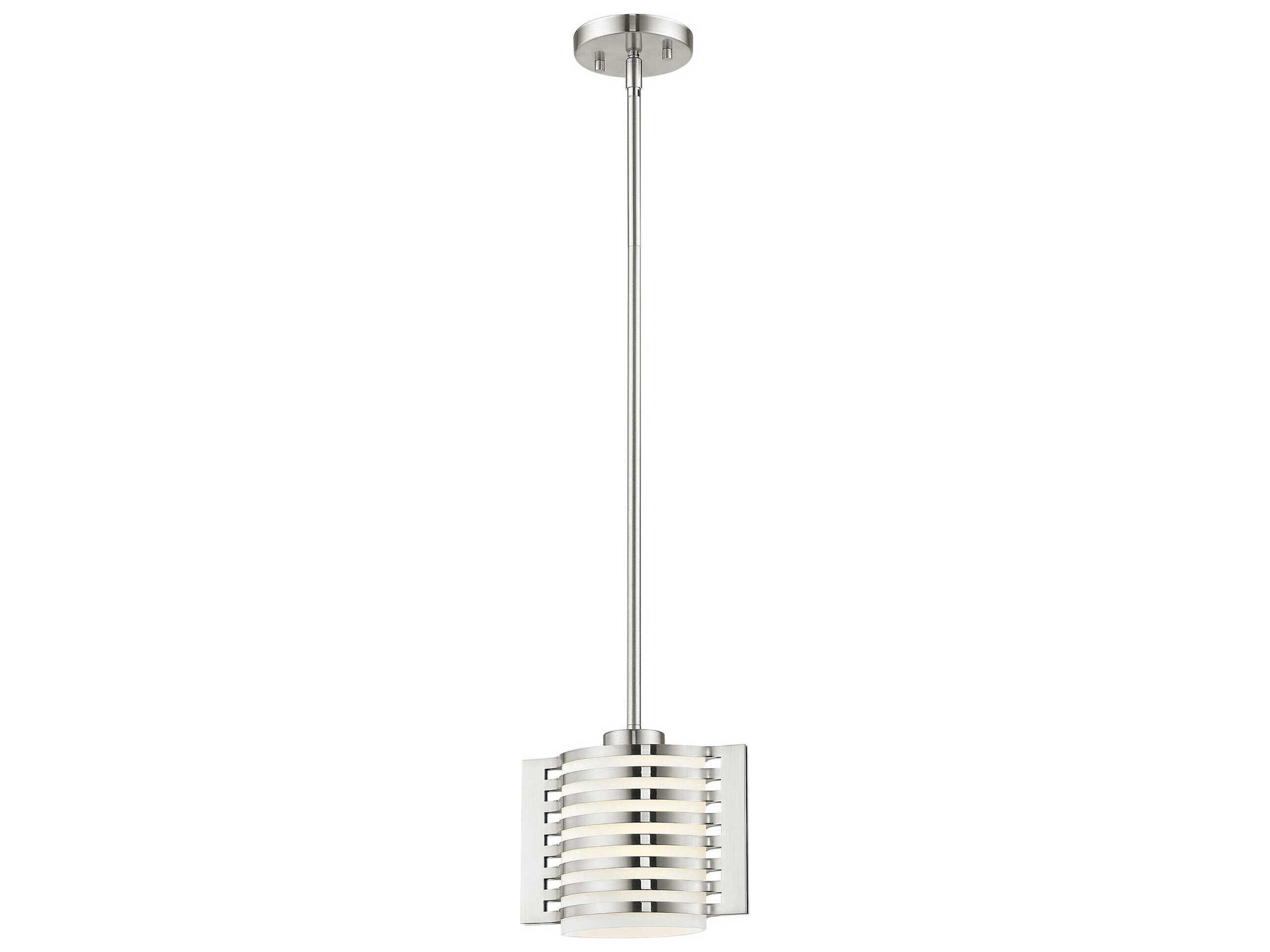 Livex Lighting Hilliard 1-Light Brushed Nickel Glass Mini Pendant