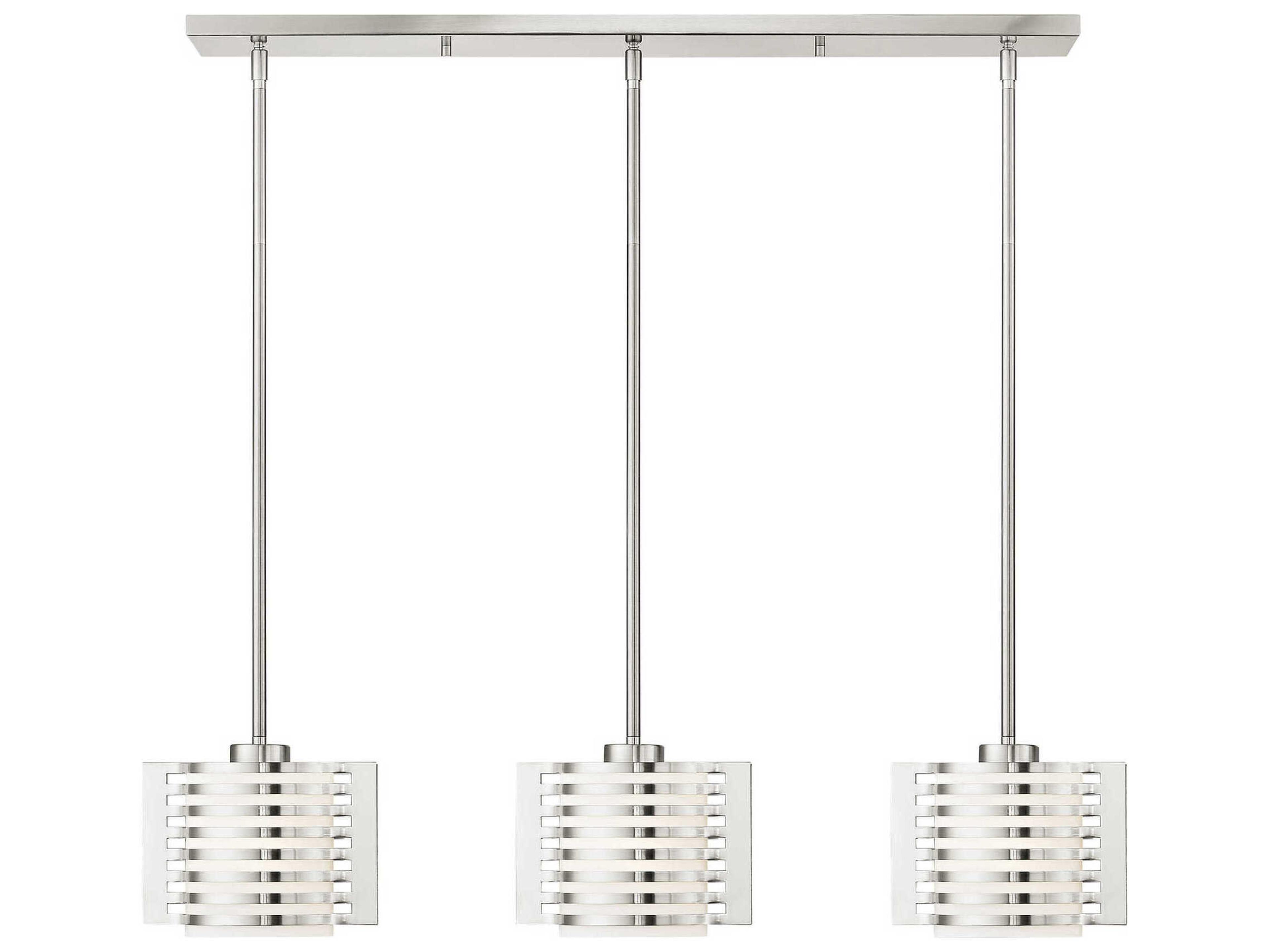 Hilliard 3-Light Brushed Nickel Glass Island Pendant