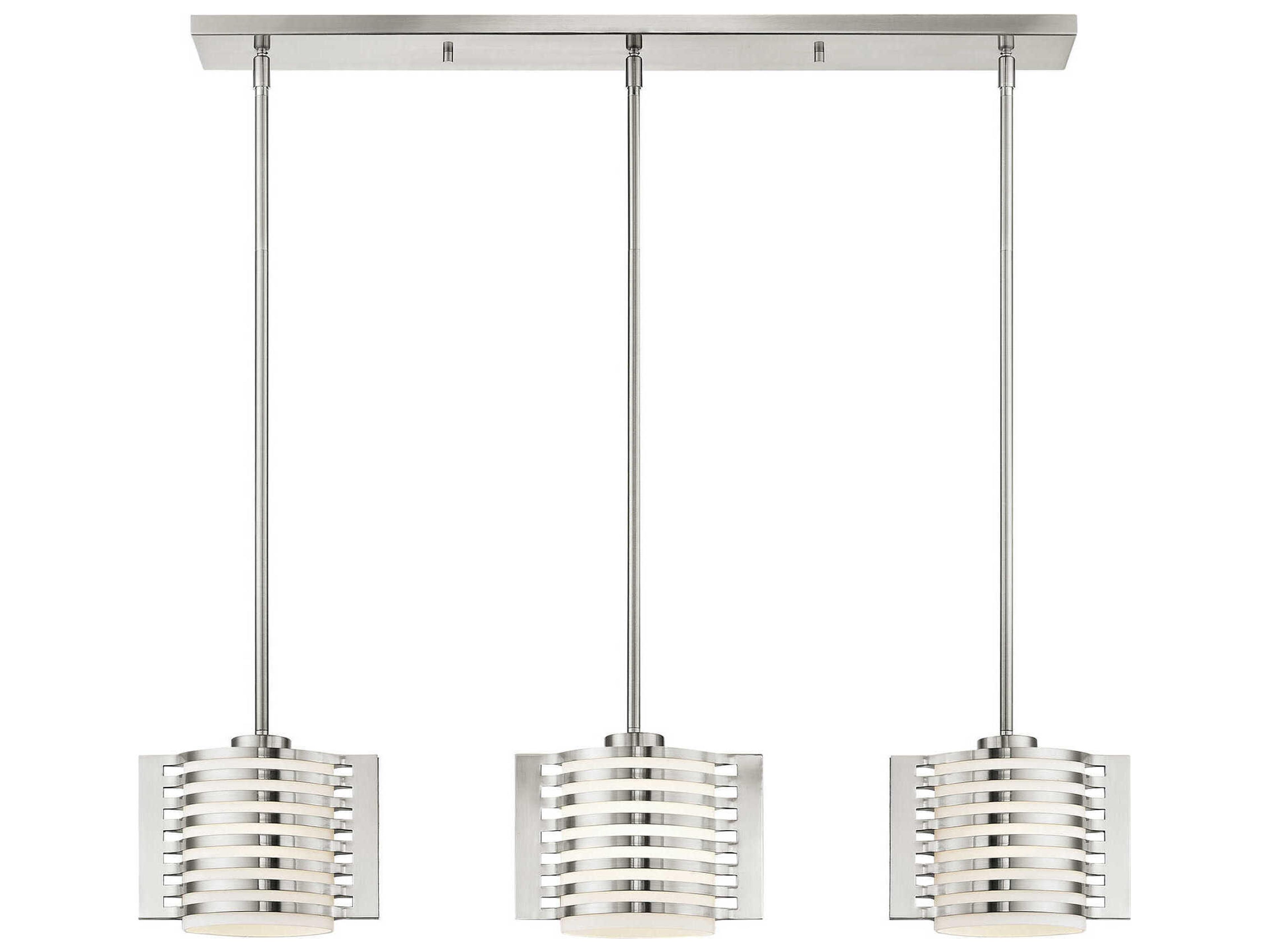 Livex Lighting Hilliard 3-Light Brushed Nickel Glass Island Pendant