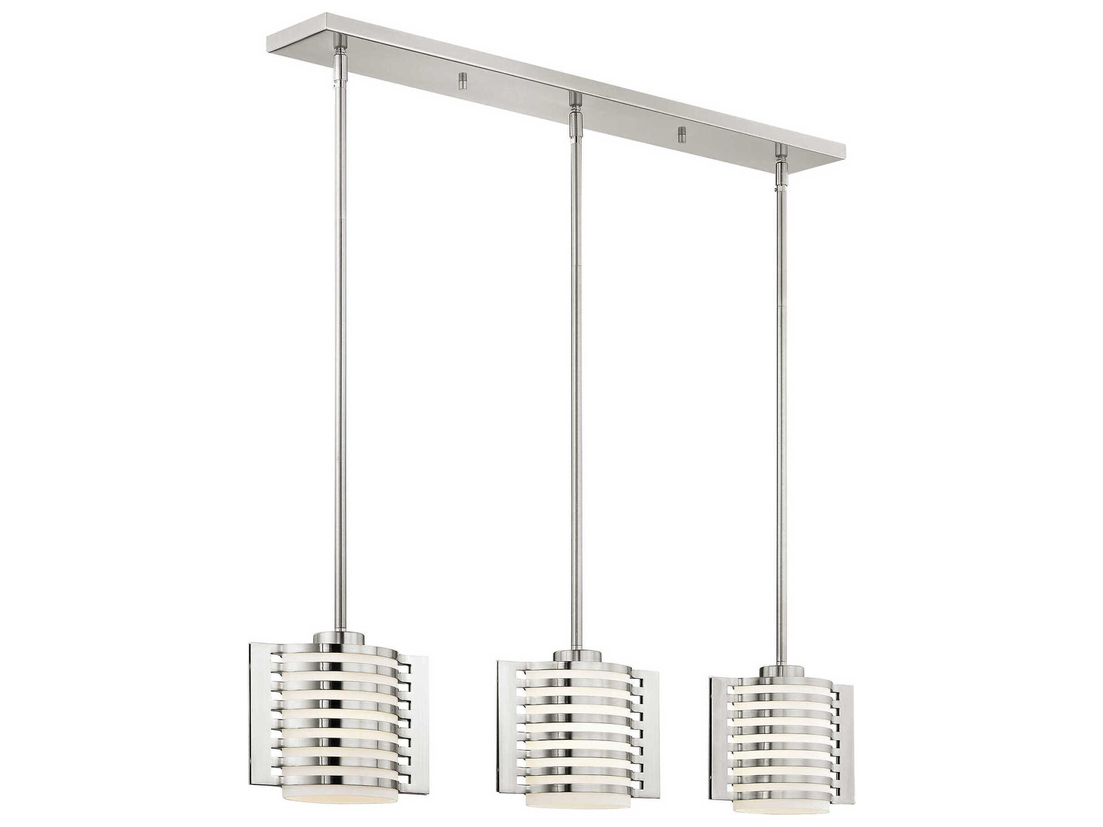 Livex Lighting Hilliard 3-Light Brushed Nickel Glass Island Pendant