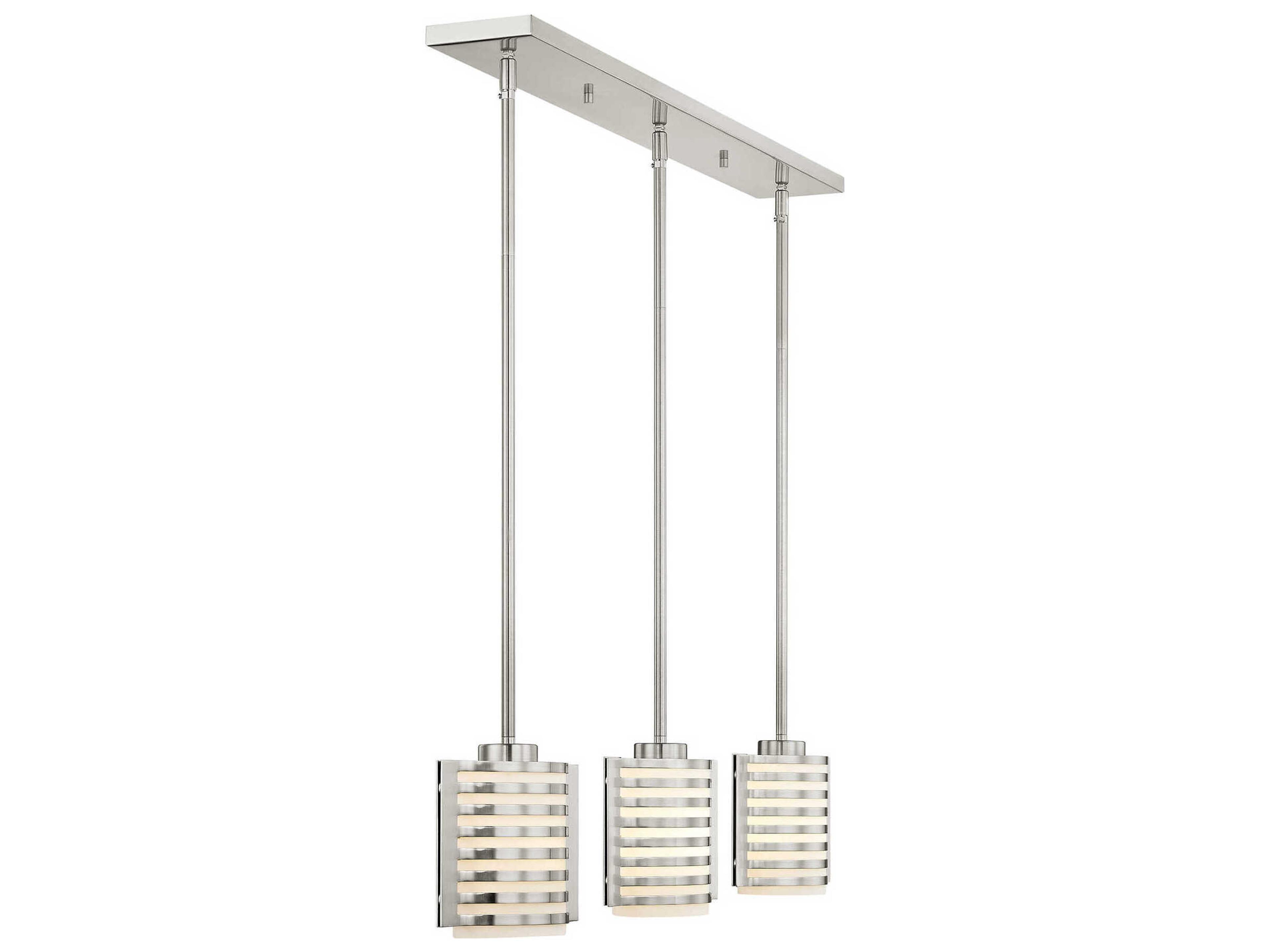 Livex Lighting Hilliard 3-Light Brushed Nickel Glass Island Pendant