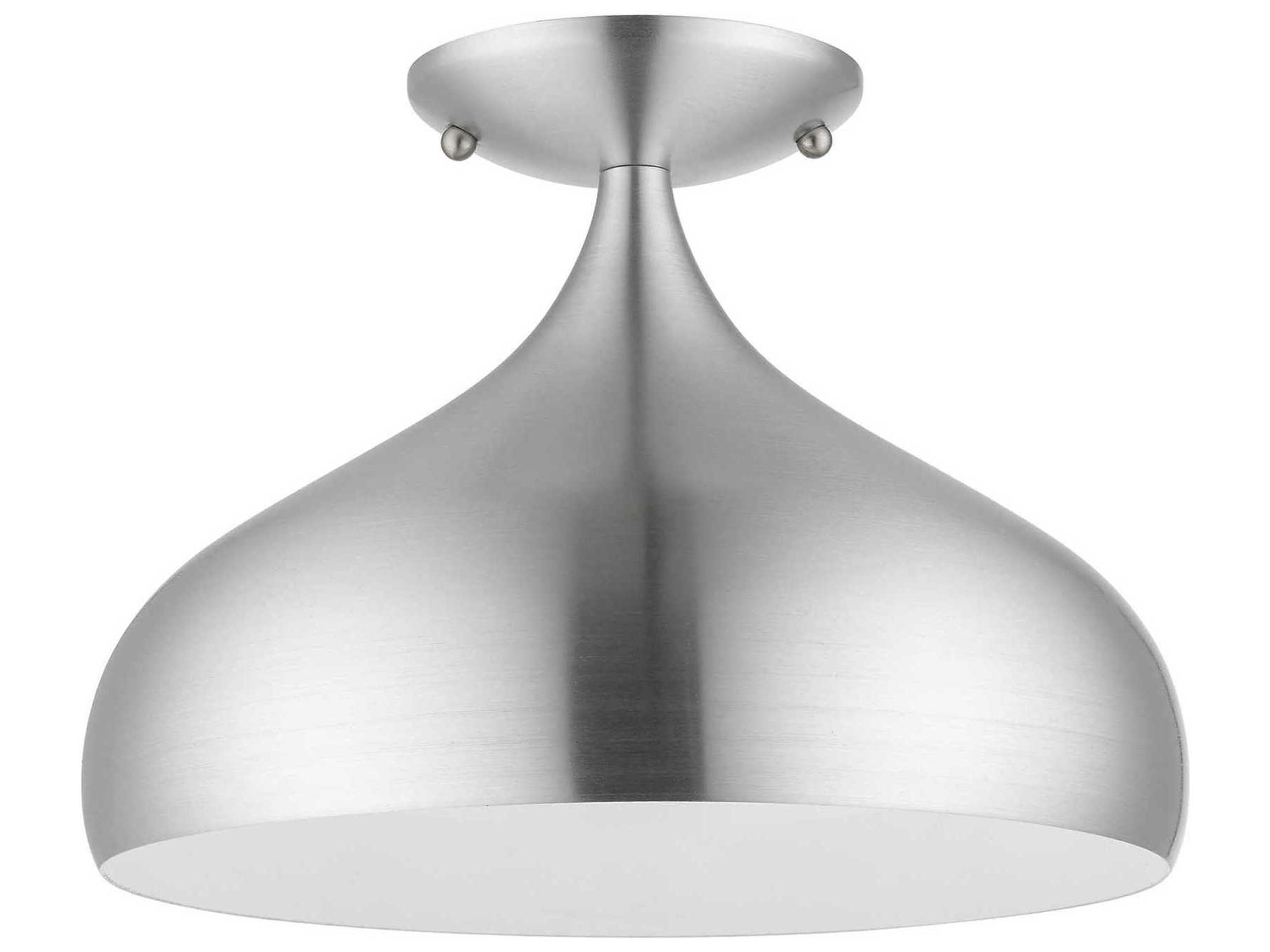 Amador 1-Light Brushed Aluminum Polished Chrome Bell Flush Mount