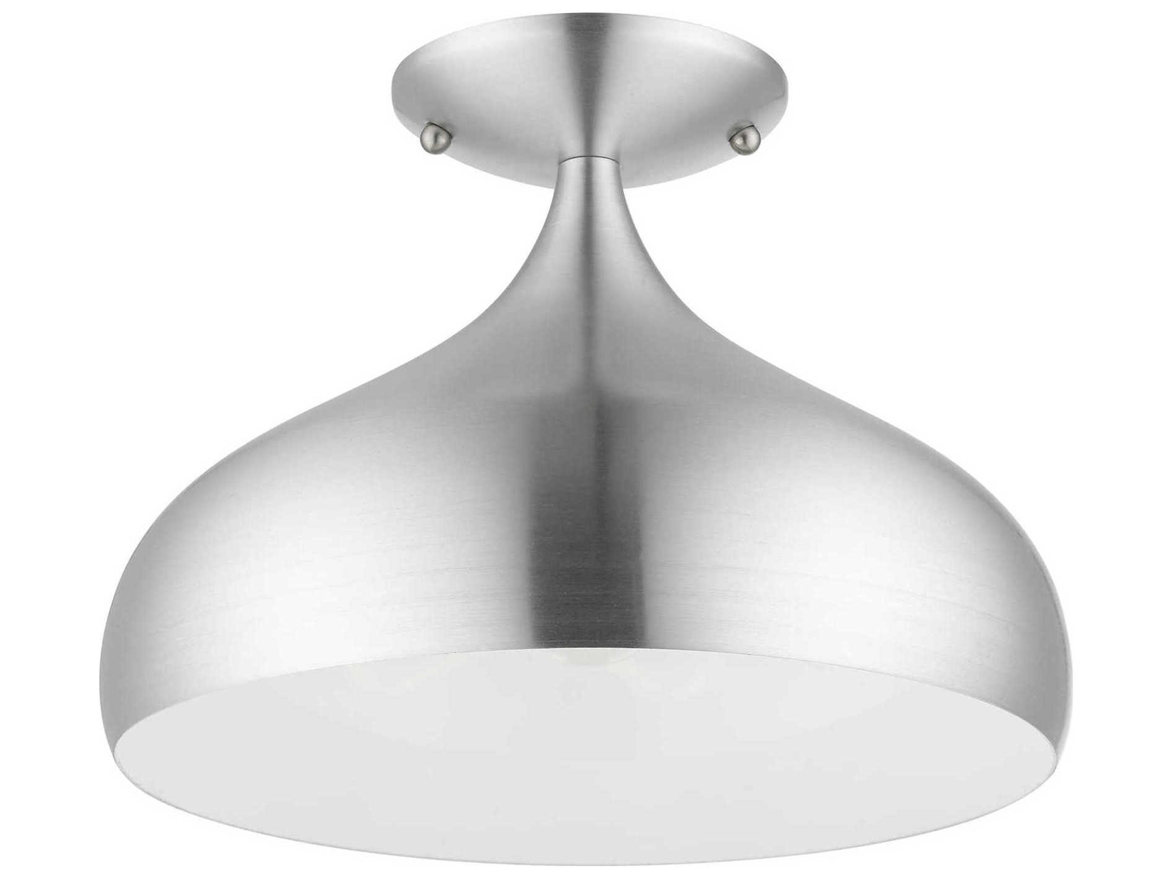 Livex Lighting Amador 1-Light Brushed Aluminum Polished Chrome Bell Flush Mount