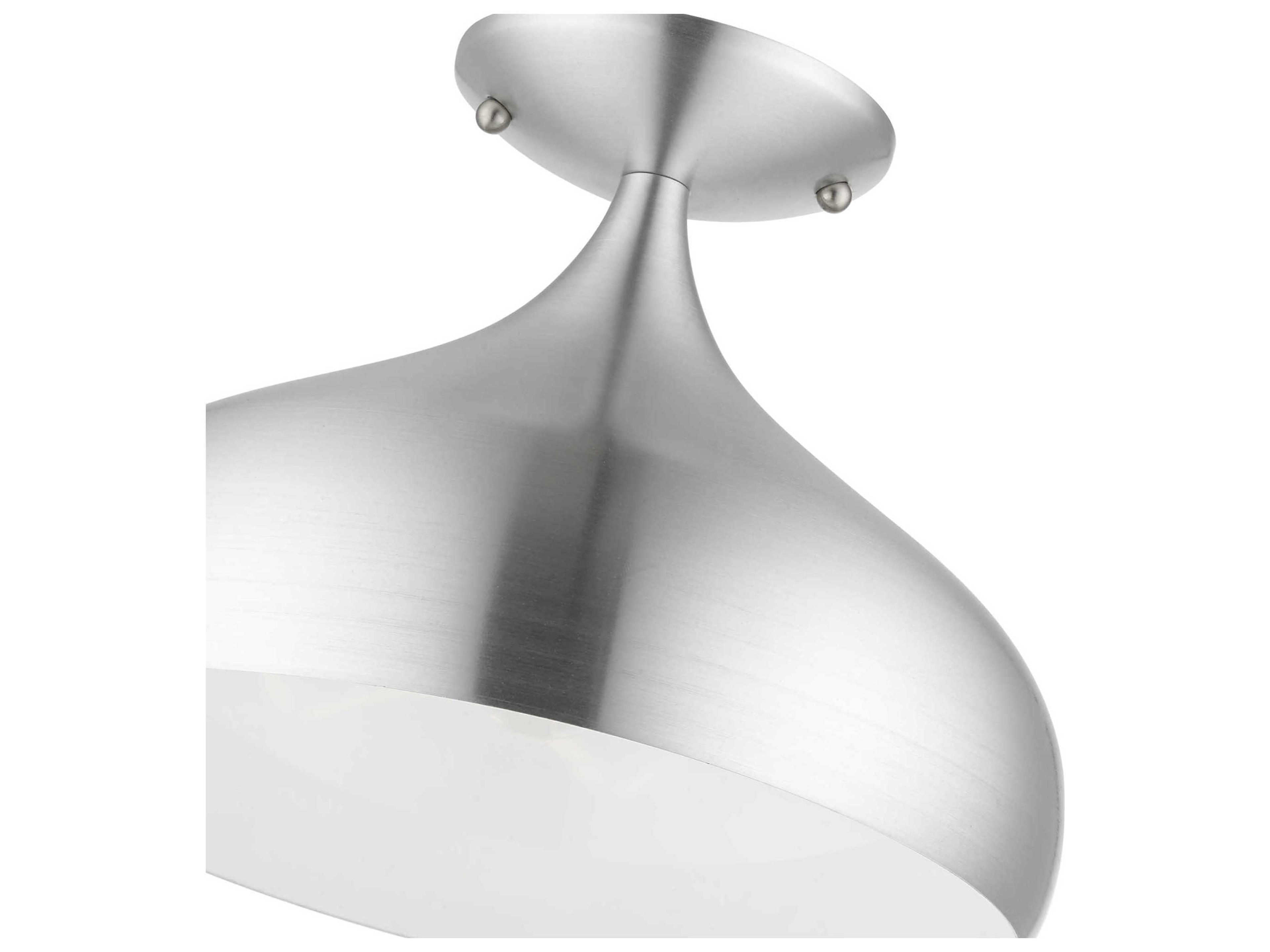 Livex Lighting Amador 1-Light Brushed Aluminum Polished Chrome Bell Flush Mount