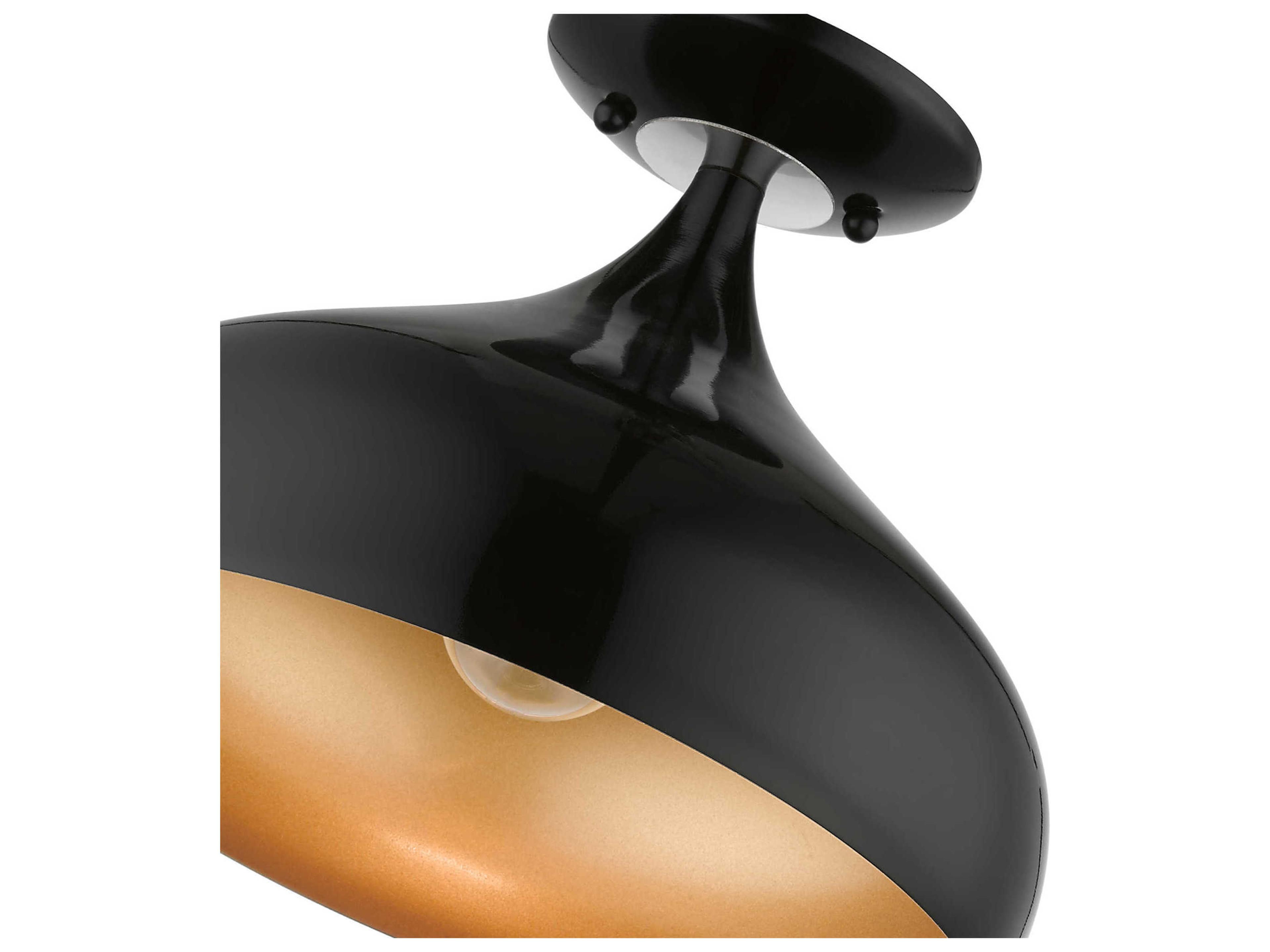 Livex Lighting Amador 1-Light Shiny Black Polished Chrome Bell Semi Flush Mount