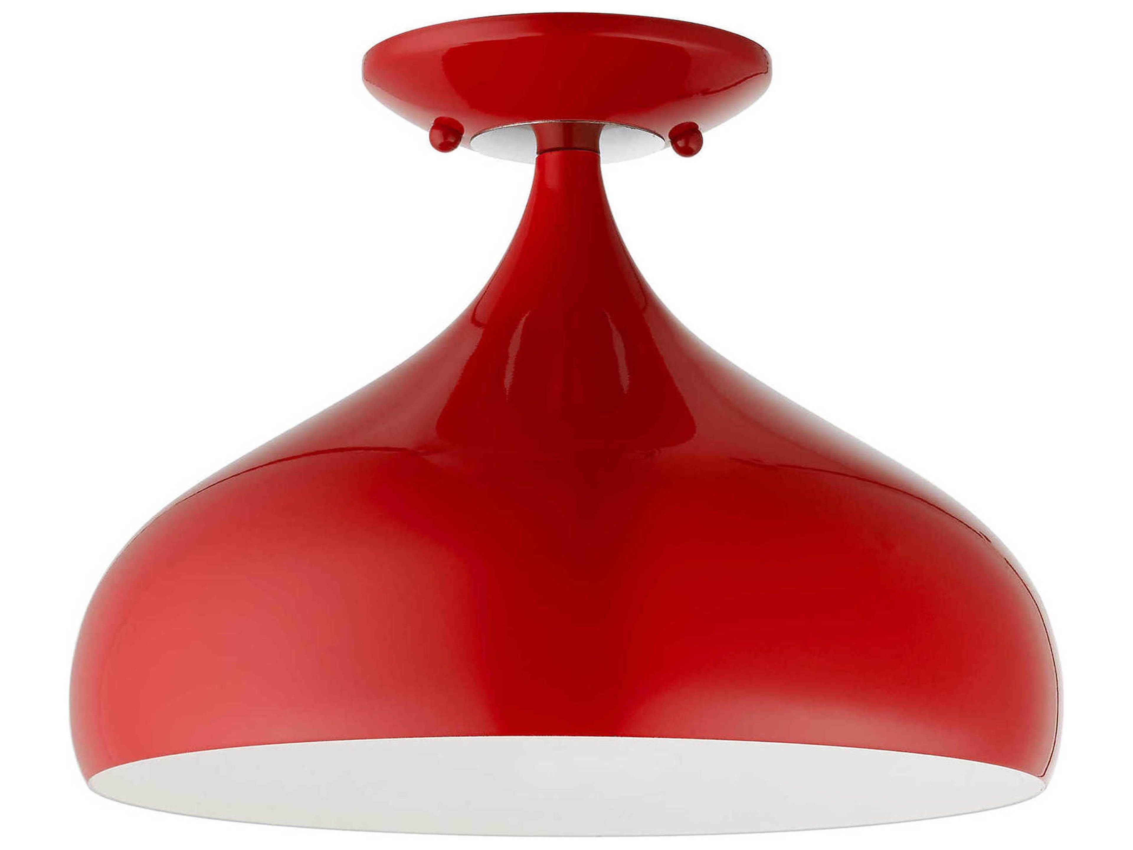 Amador 1-Light Shiny Red Polished Chrome Bell Semi Flush Mount