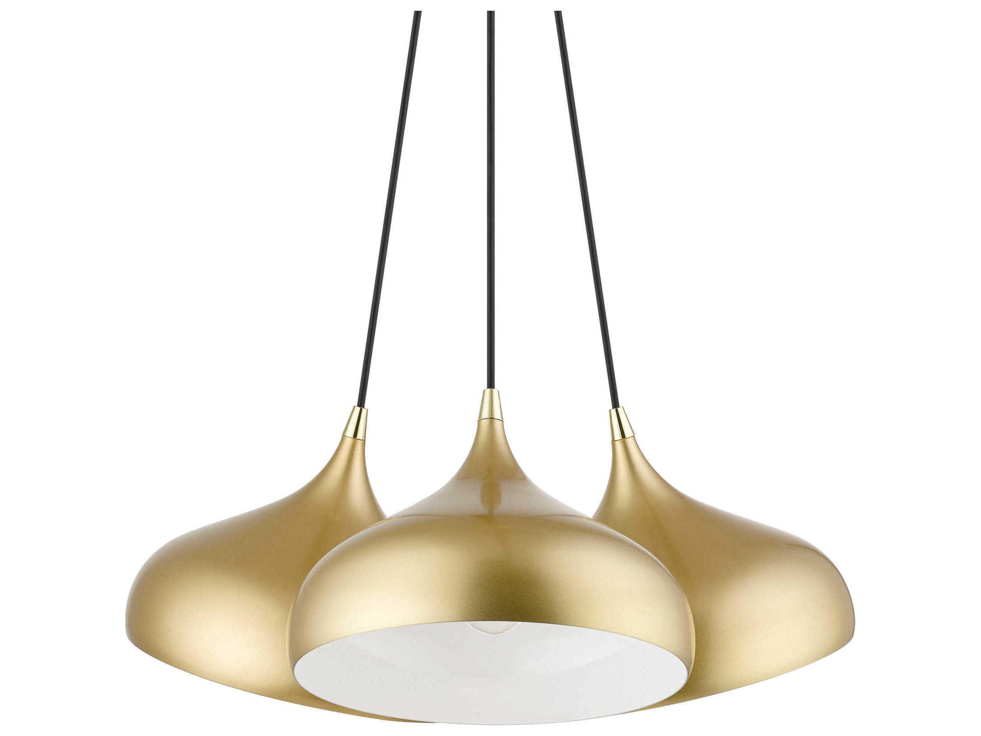 Livex Lighting Amador 3-Light Soft Gold Polished Brass White Bell Pendant