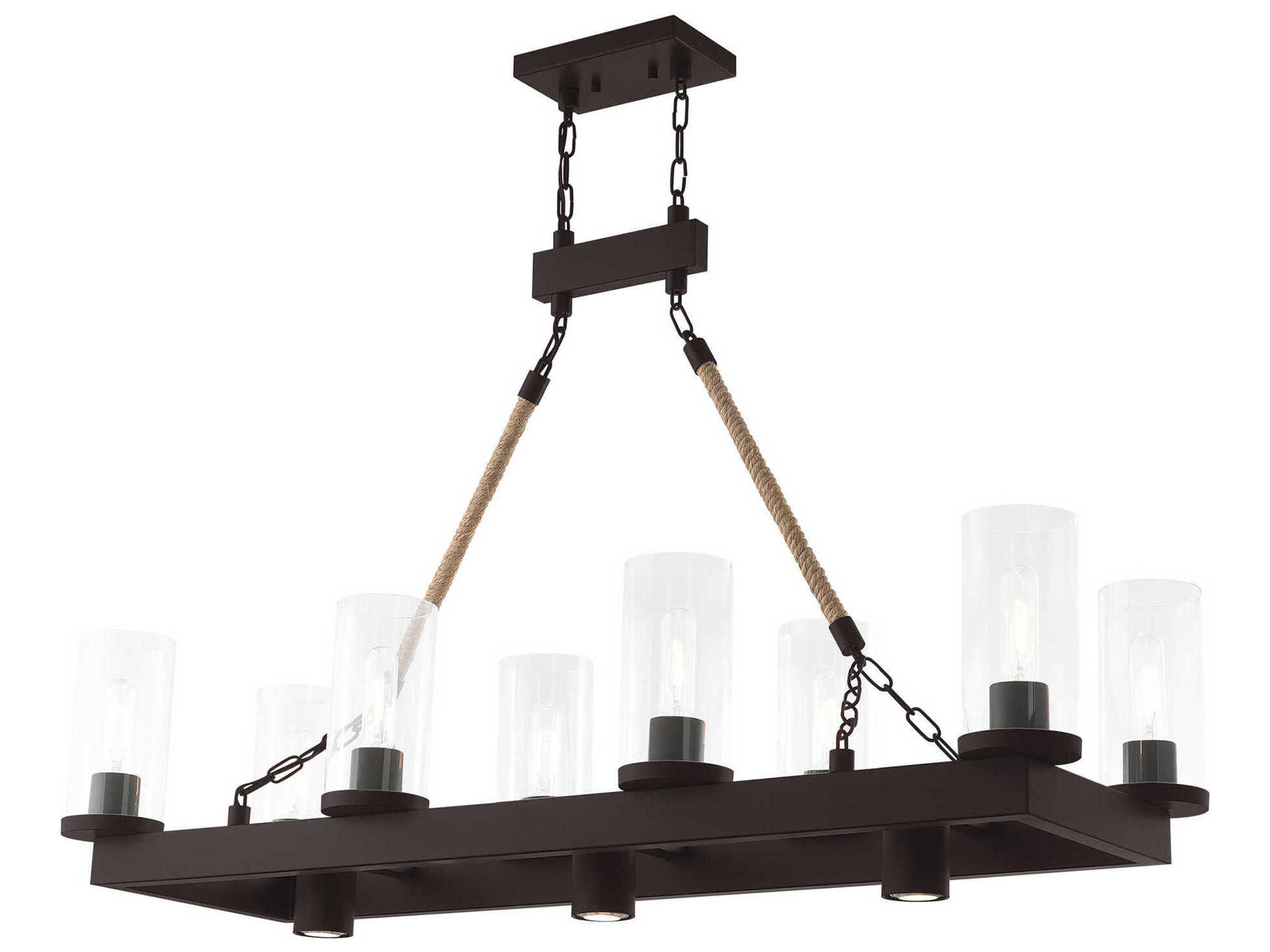 Metuchen 11-Light Bronze Glass Cylinder Island Pendant