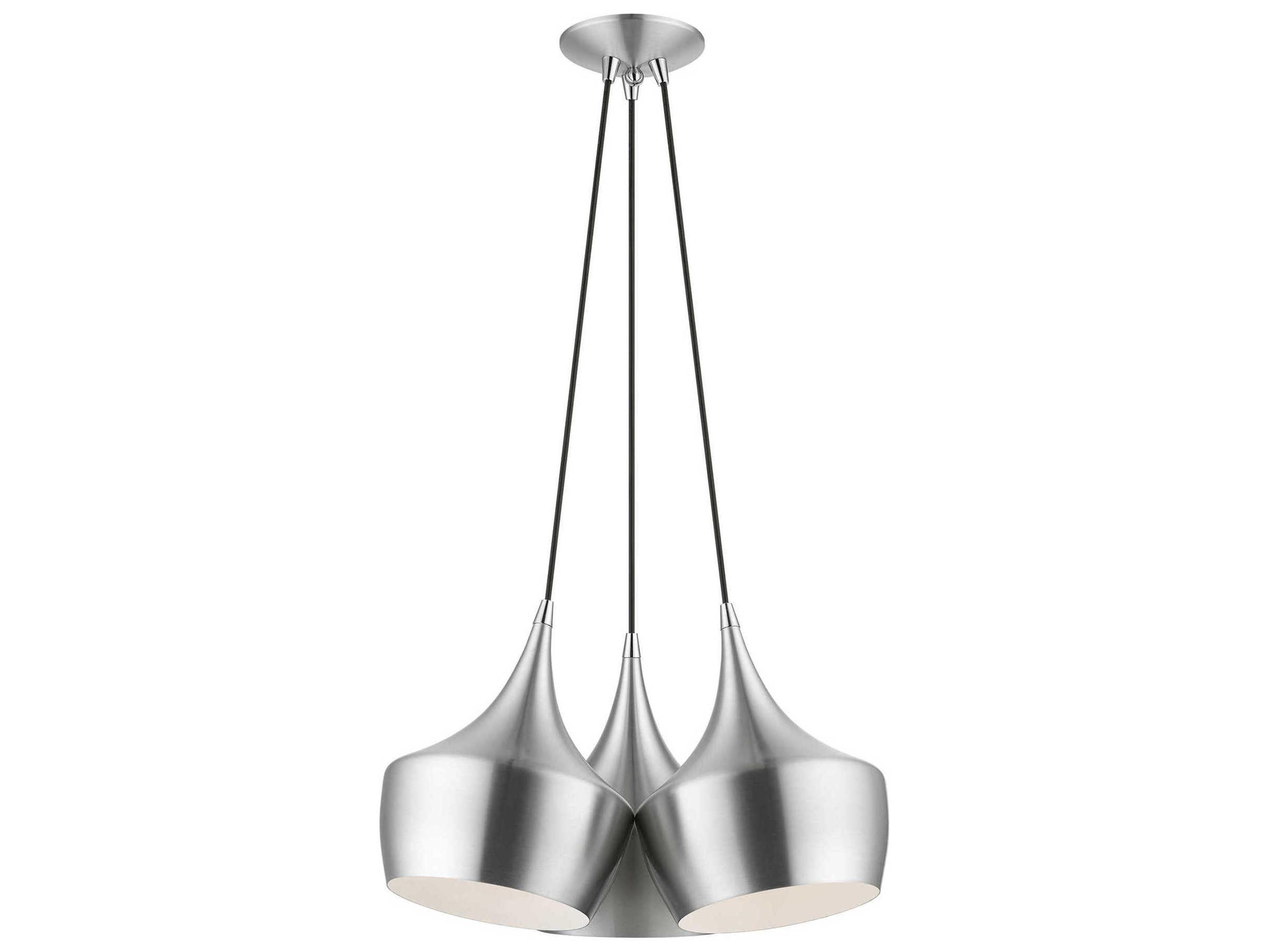 Livex Lighting Waldorf 3-Light Brushed Aluminum Silver Pendant