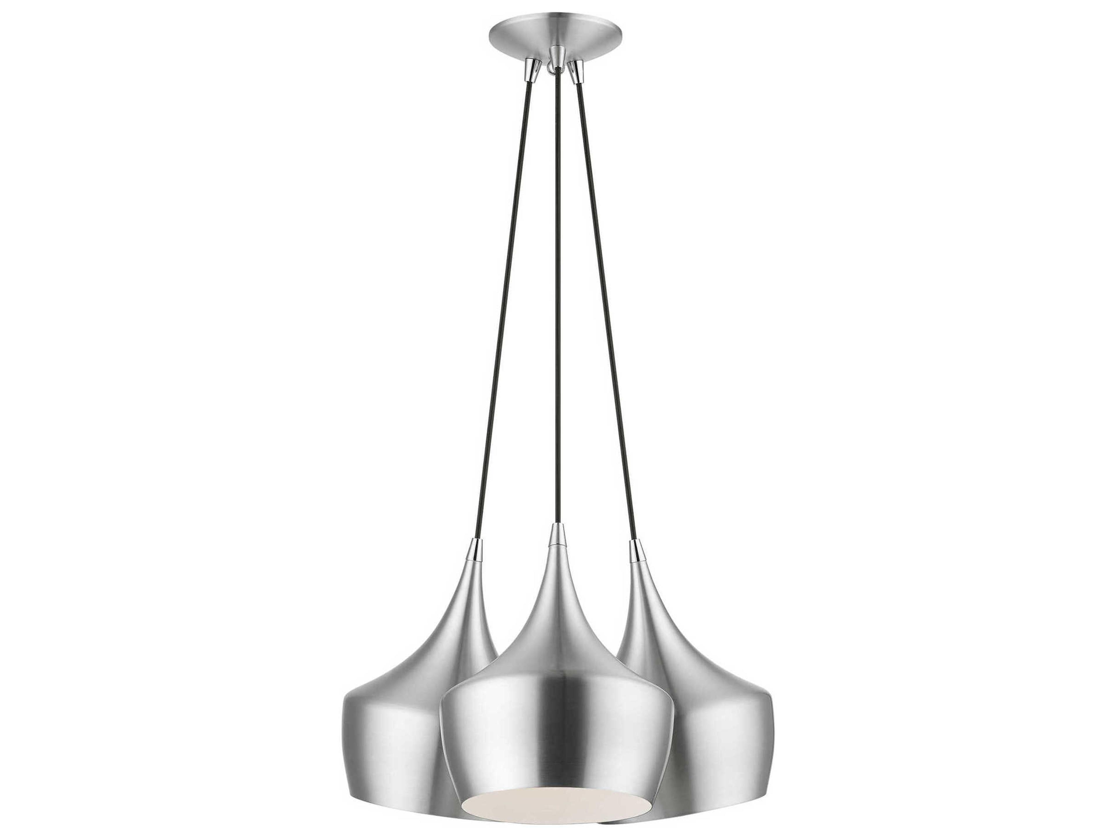Livex Lighting Waldorf 3-Light Brushed Aluminum Silver Pendant