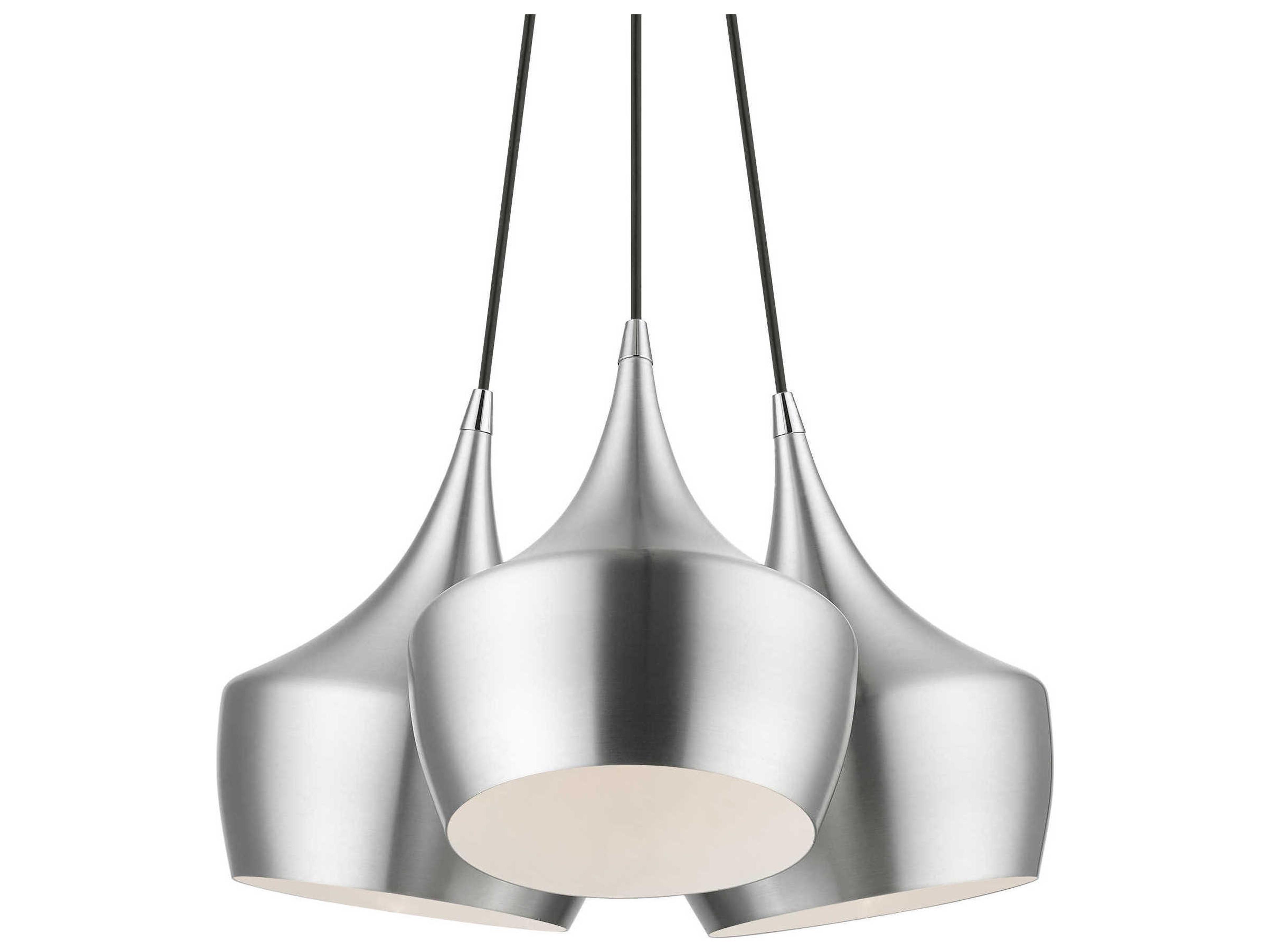Livex Lighting Waldorf 3-Light Brushed Aluminum Silver Pendant