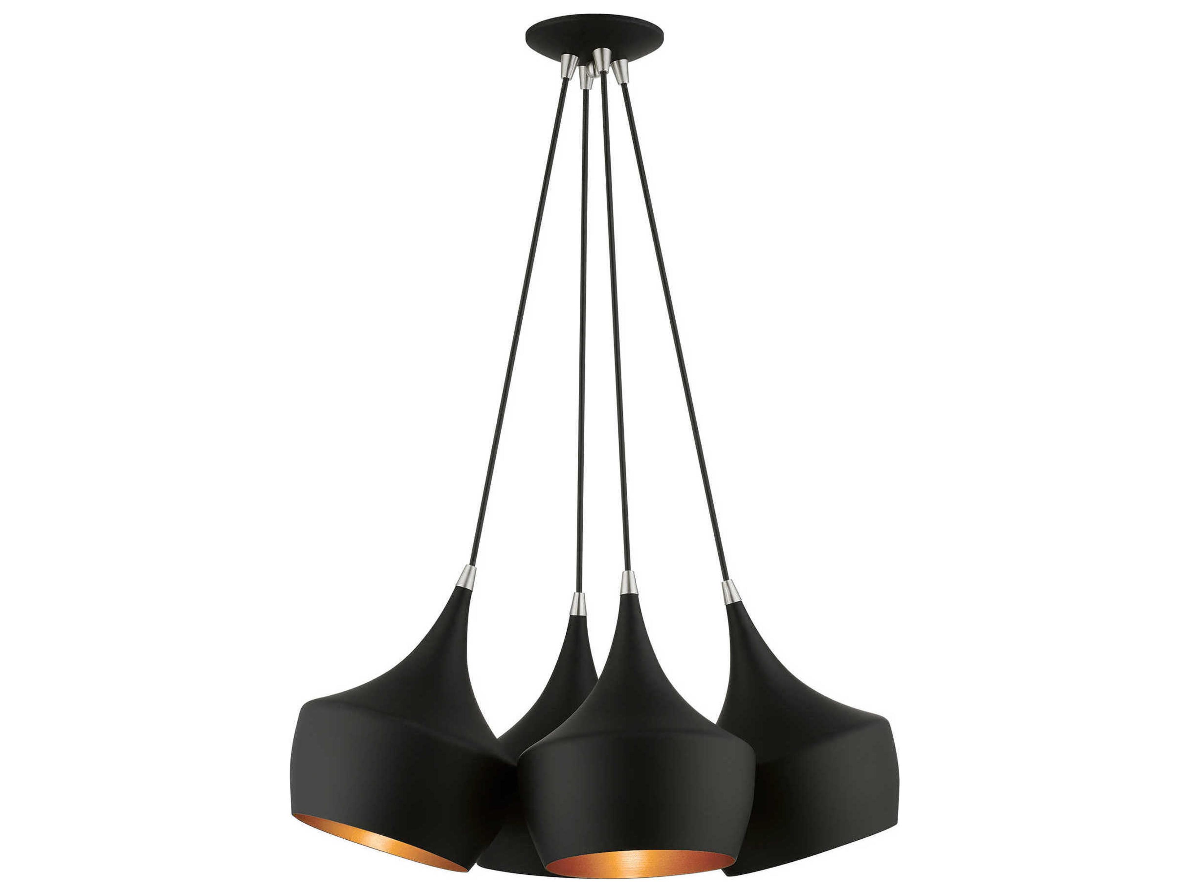 Livex Lighting Waldorf 4-Light Black Gold Pendant