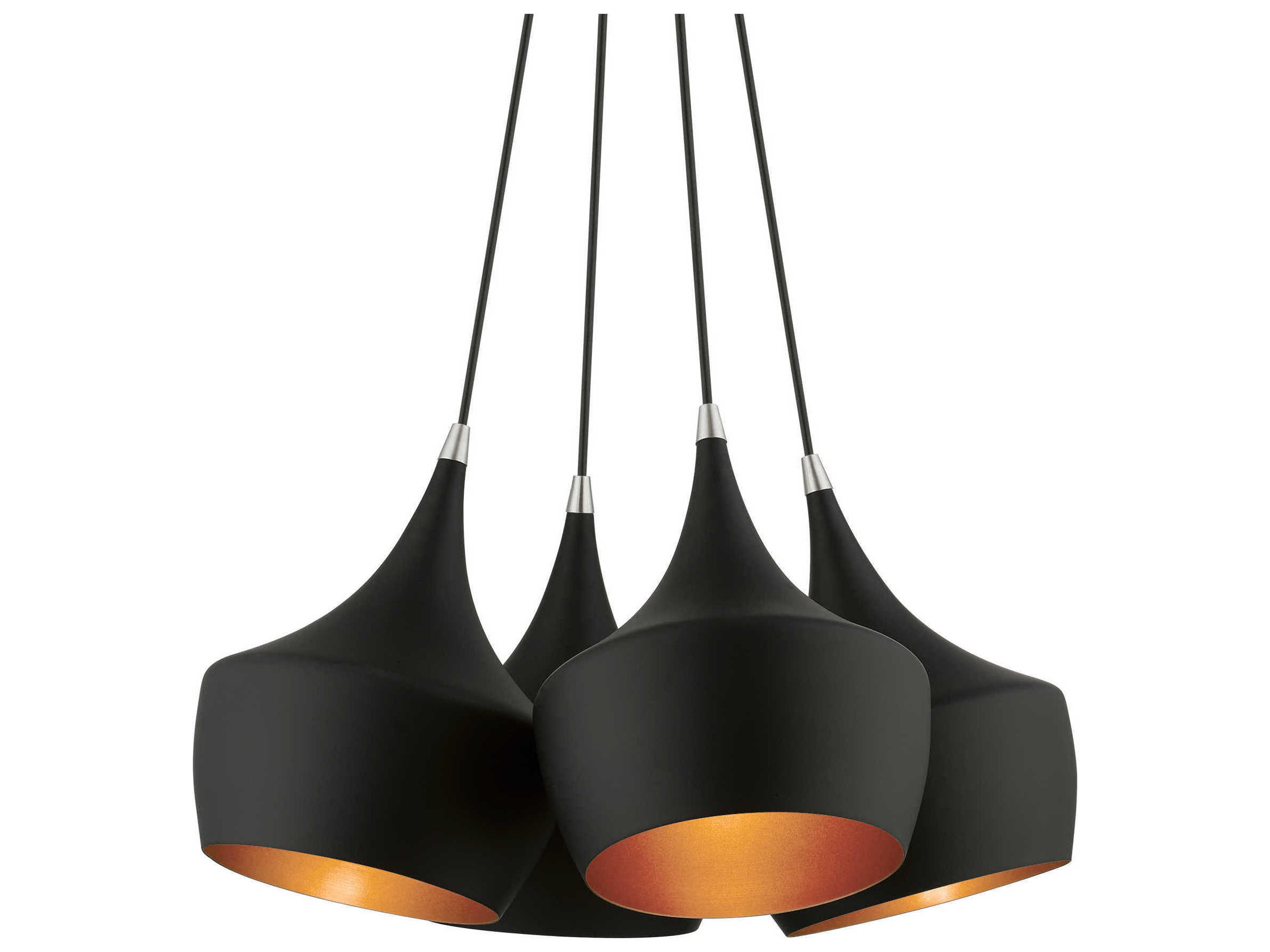 Livex Lighting Waldorf 4-Light Black Gold Pendant